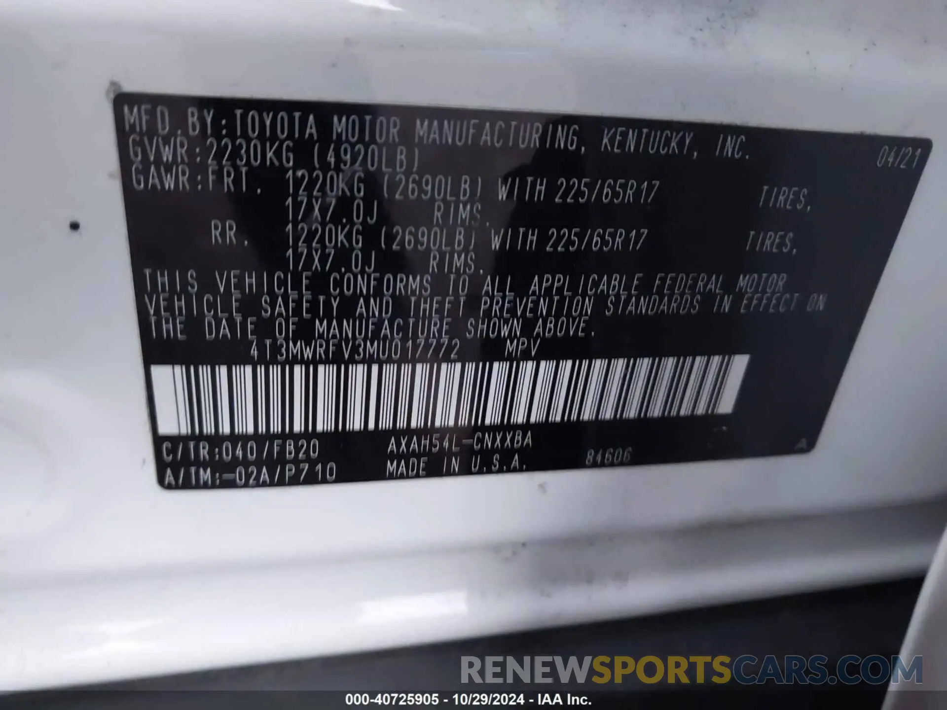 9 Photograph of a damaged car 4T3MWRFV3MU017772 TOYOTA RAV4 HYBRID 2021