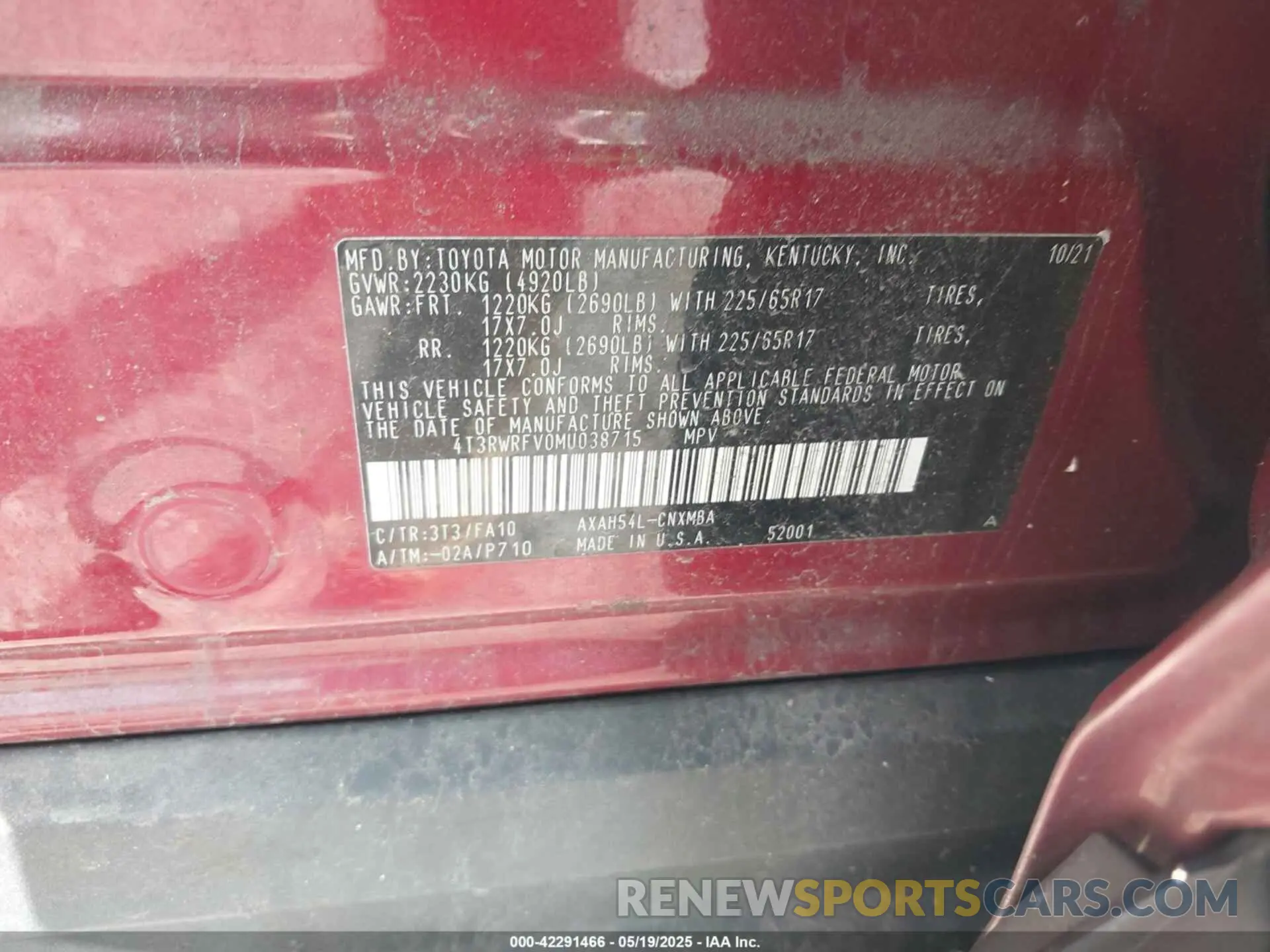 9 Photograph of a damaged car 4T3RWRFV0MU038715 TOYOTA RAV4 HYBRID 2021