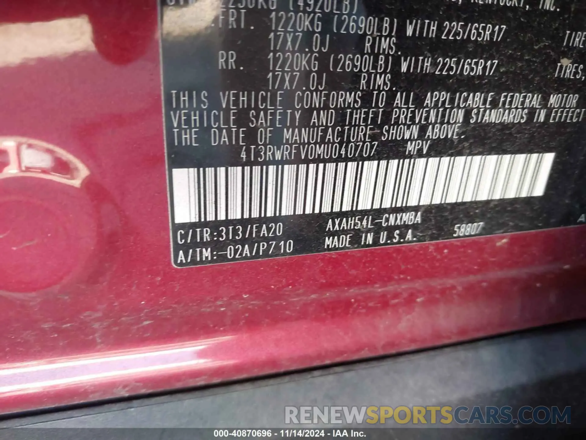 9 Photograph of a damaged car 4T3RWRFV0MU040707 TOYOTA RAV4 HYBRID 2021