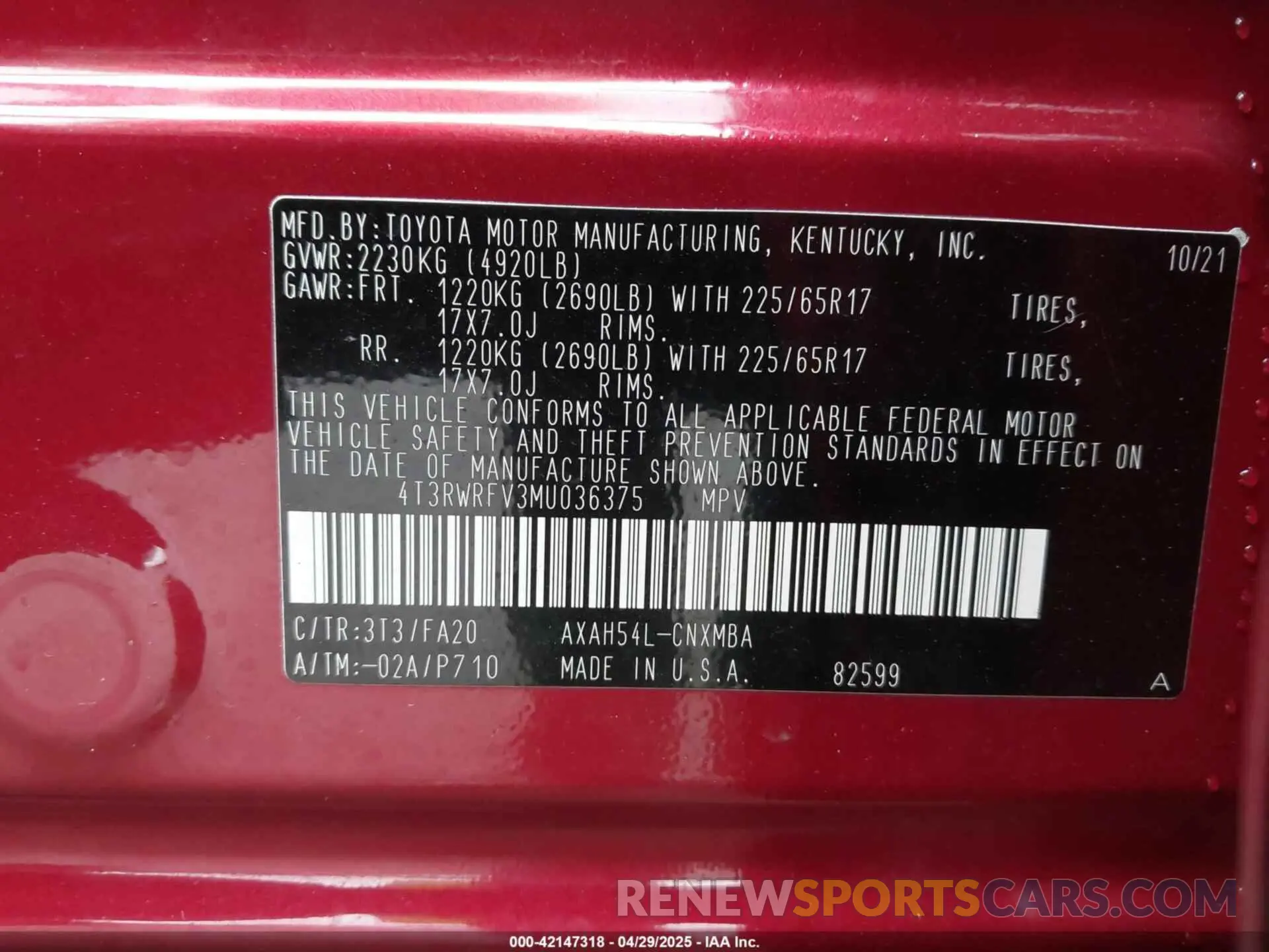 9 Фотография поврежденного автомобиля 4T3RWRFV3MU036375 TOYOTA RAV4 HYBRID 2021