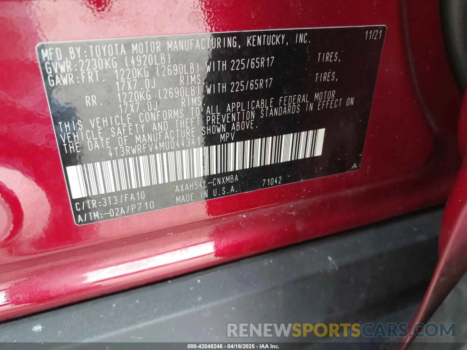 9 Photograph of a damaged car 4T3RWRFV4MU044341 TOYOTA RAV4 HYBRID 2021
