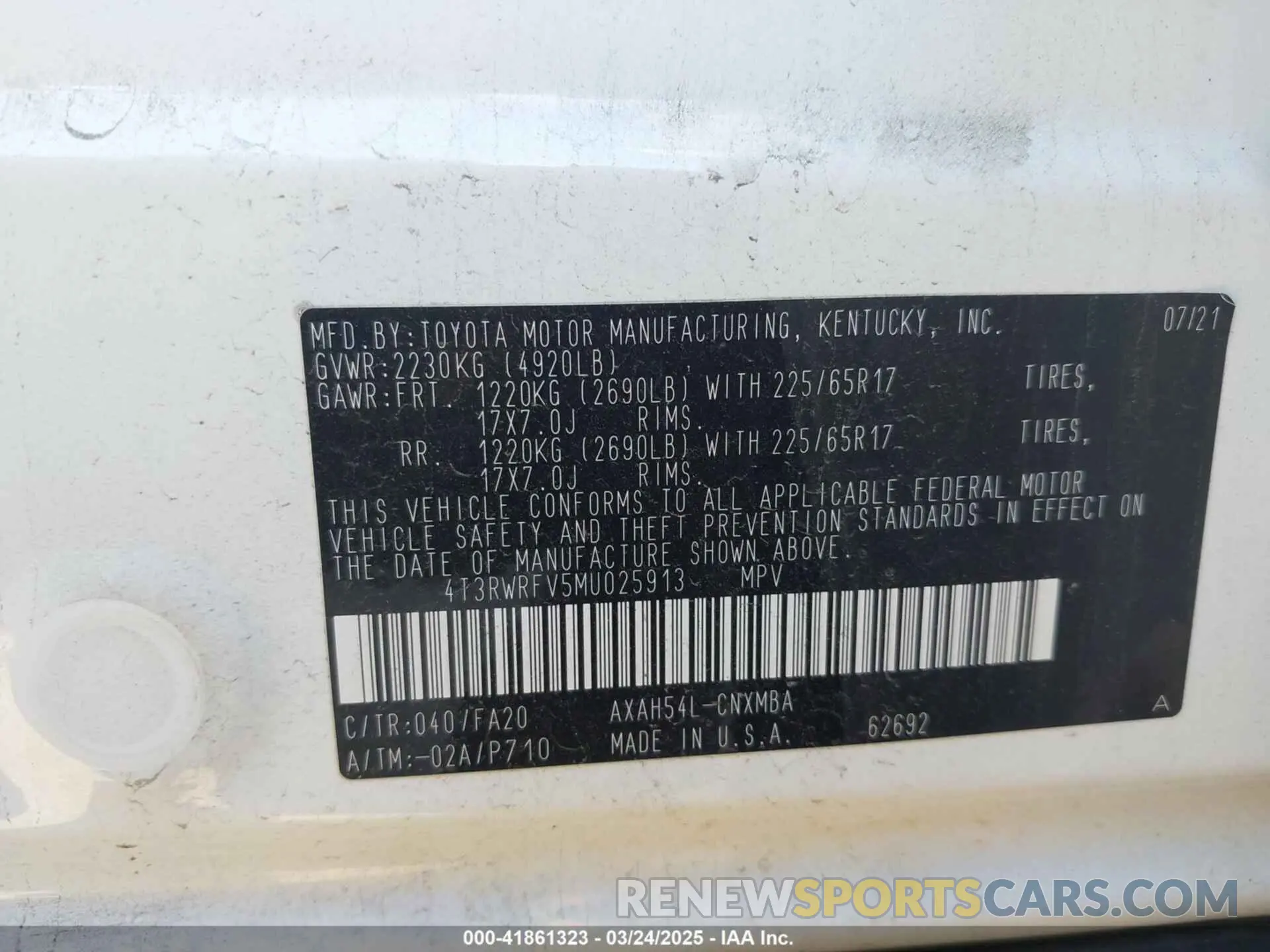 9 Photograph of a damaged car 4T3RWRFV5MU025913 TOYOTA RAV4 HYBRID 2021