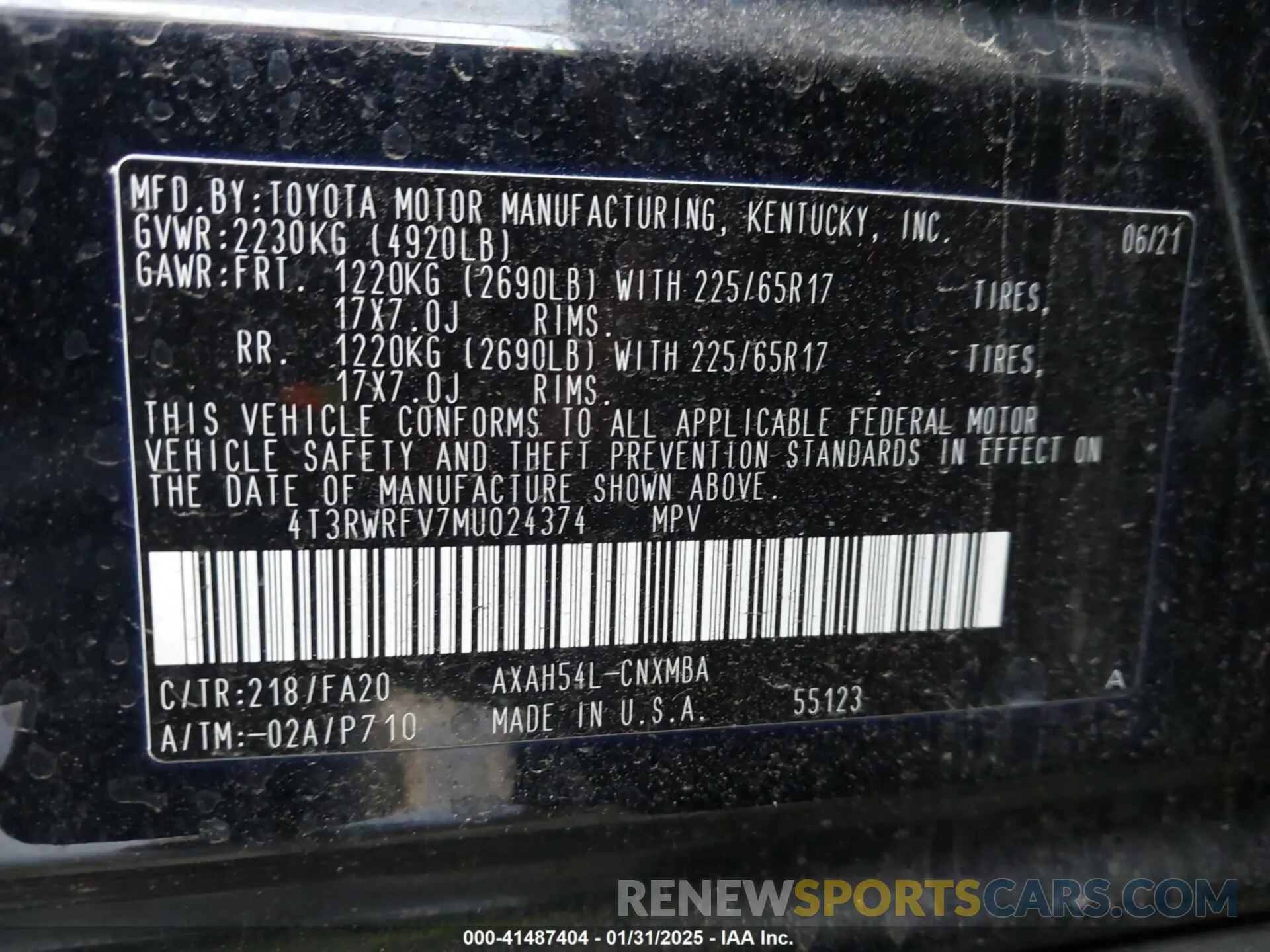 9 Photograph of a damaged car 4T3RWRFV7MU024374 TOYOTA RAV4 HYBRID 2021