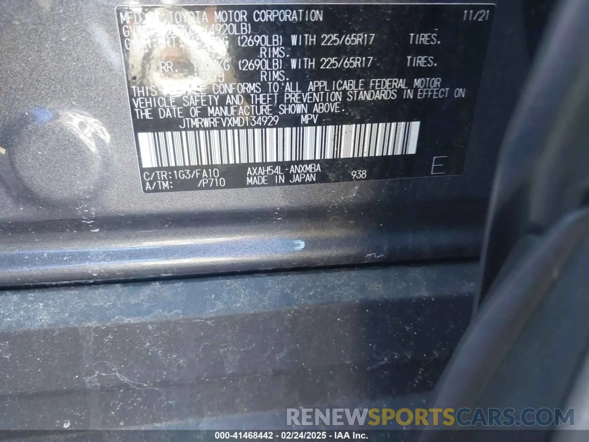 9 Photograph of a damaged car JTMRWRFVXMD134929 TOYOTA RAV4 HYBRID 2021