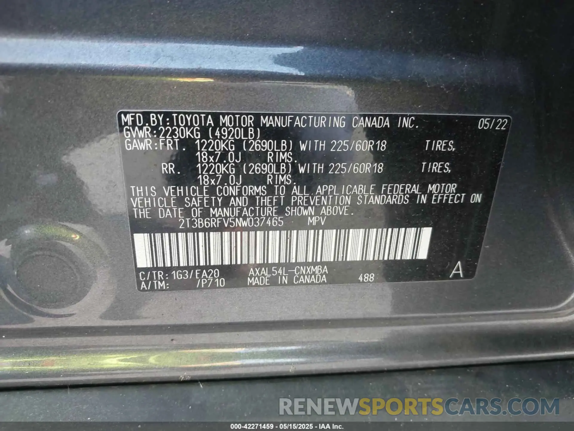 9 Photograph of a damaged car 2T3B6RFV5NW037465 TOYOTA RAV4 HYBRID 2022