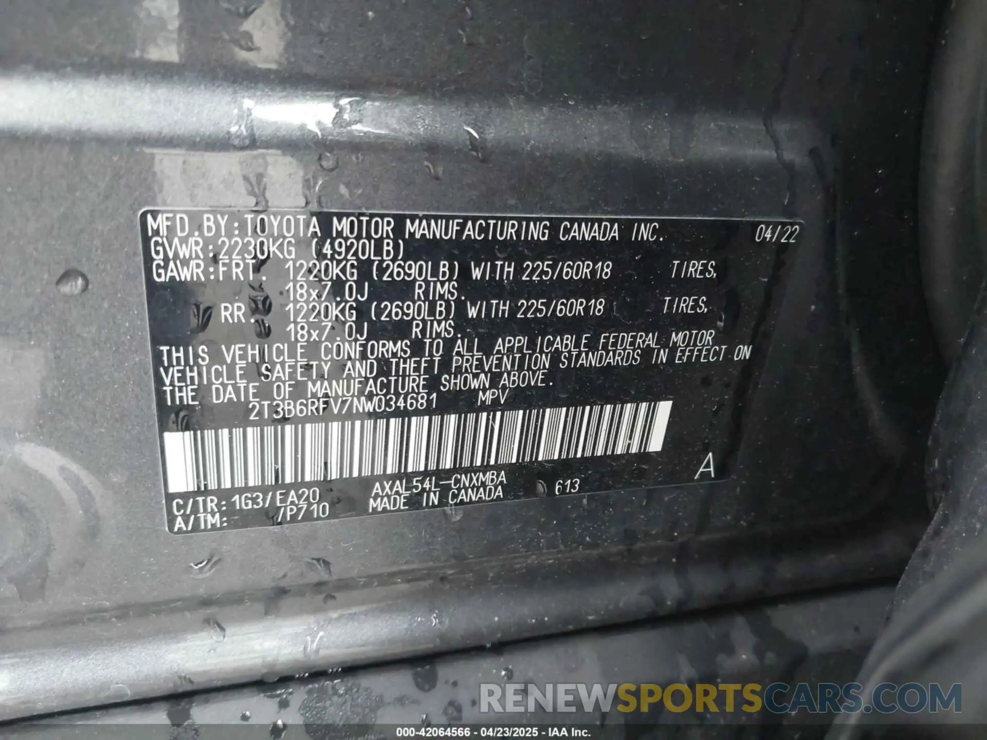 9 Photograph of a damaged car 2T3B6RFV7NW034681 TOYOTA RAV4 HYBRID 2022