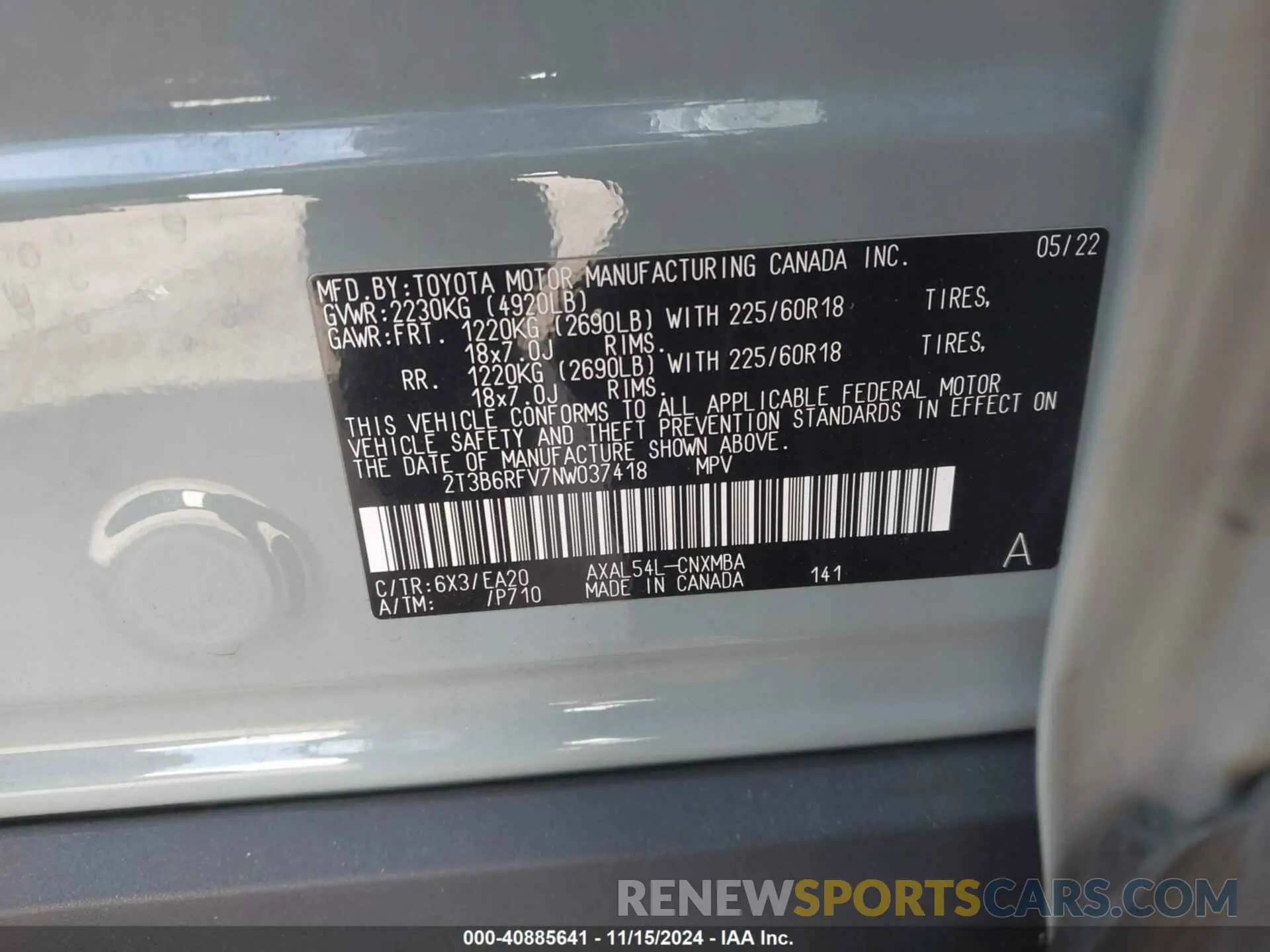 9 Фотография поврежденного автомобиля 2T3B6RFV7NW037418 TOYOTA RAV4 HYBRID 2022