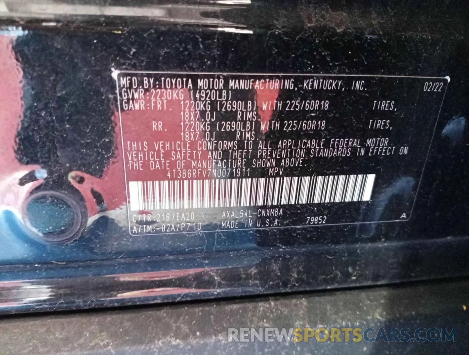 27 Photograph of a damaged car 4T3B6RFV7NU071911 TOYOTA RAV4 HYBRID 2022