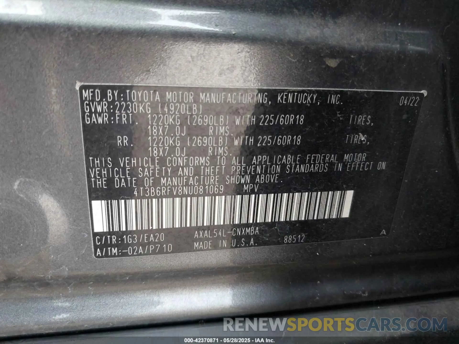 9 Photograph of a damaged car 4T3B6RFV8NU081069 TOYOTA RAV4 HYBRID 2022