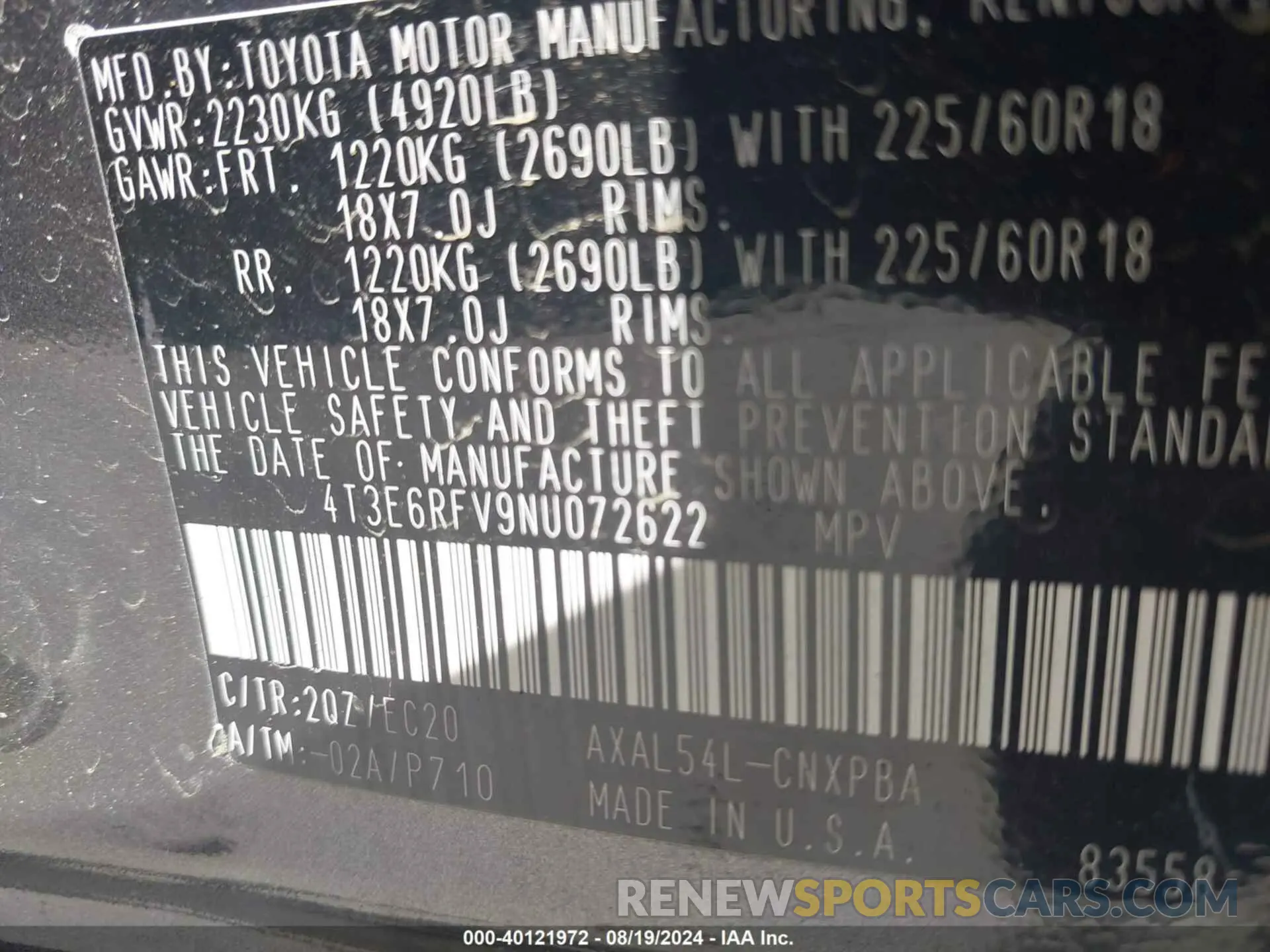 9 Фотография поврежденного автомобиля 4T3E6RFV9NU072622 TOYOTA RAV4 HYBRID 2022