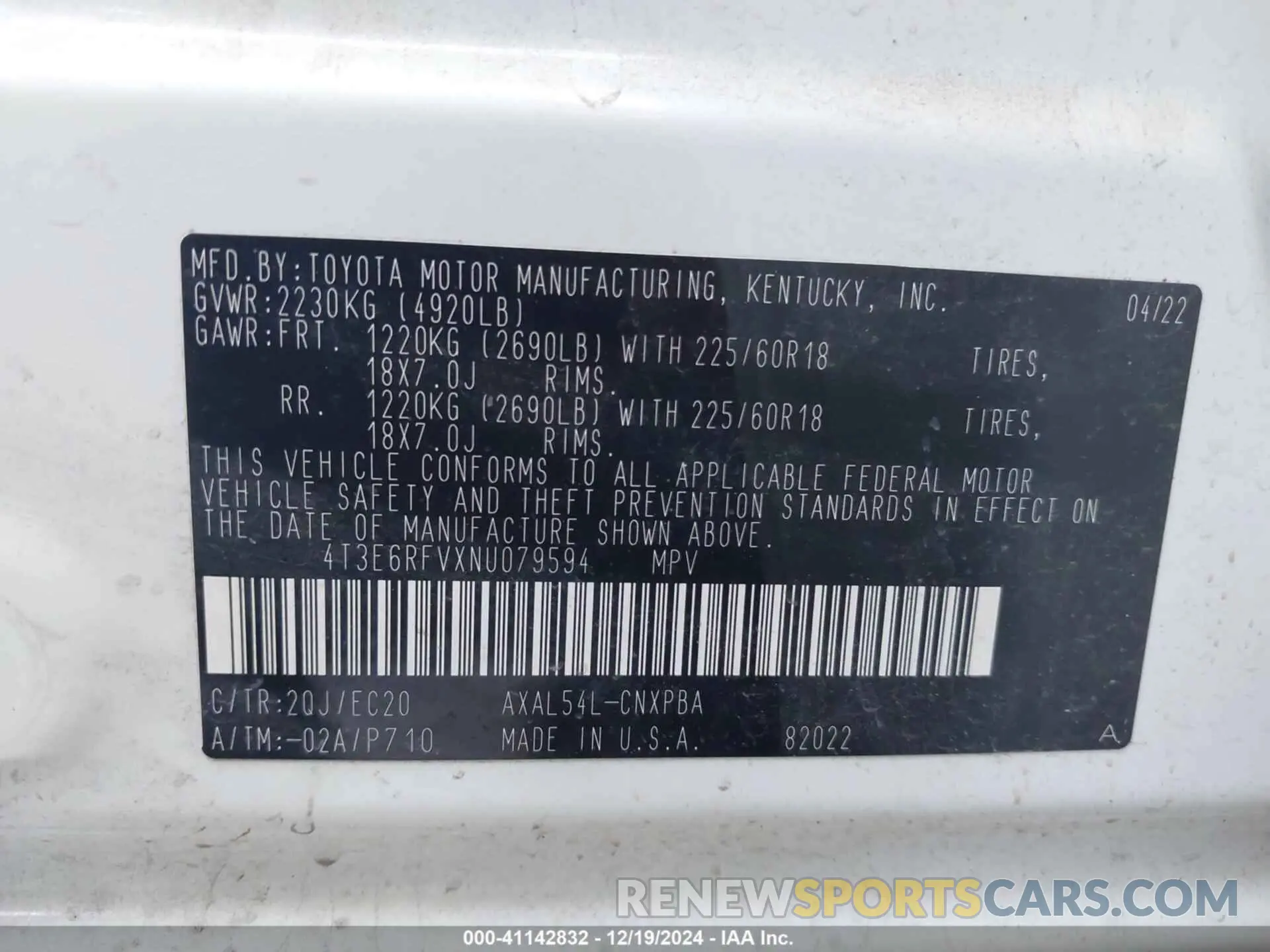 9 Photograph of a damaged car 4T3E6RFVXNU079594 TOYOTA RAV4 HYBRID 2022