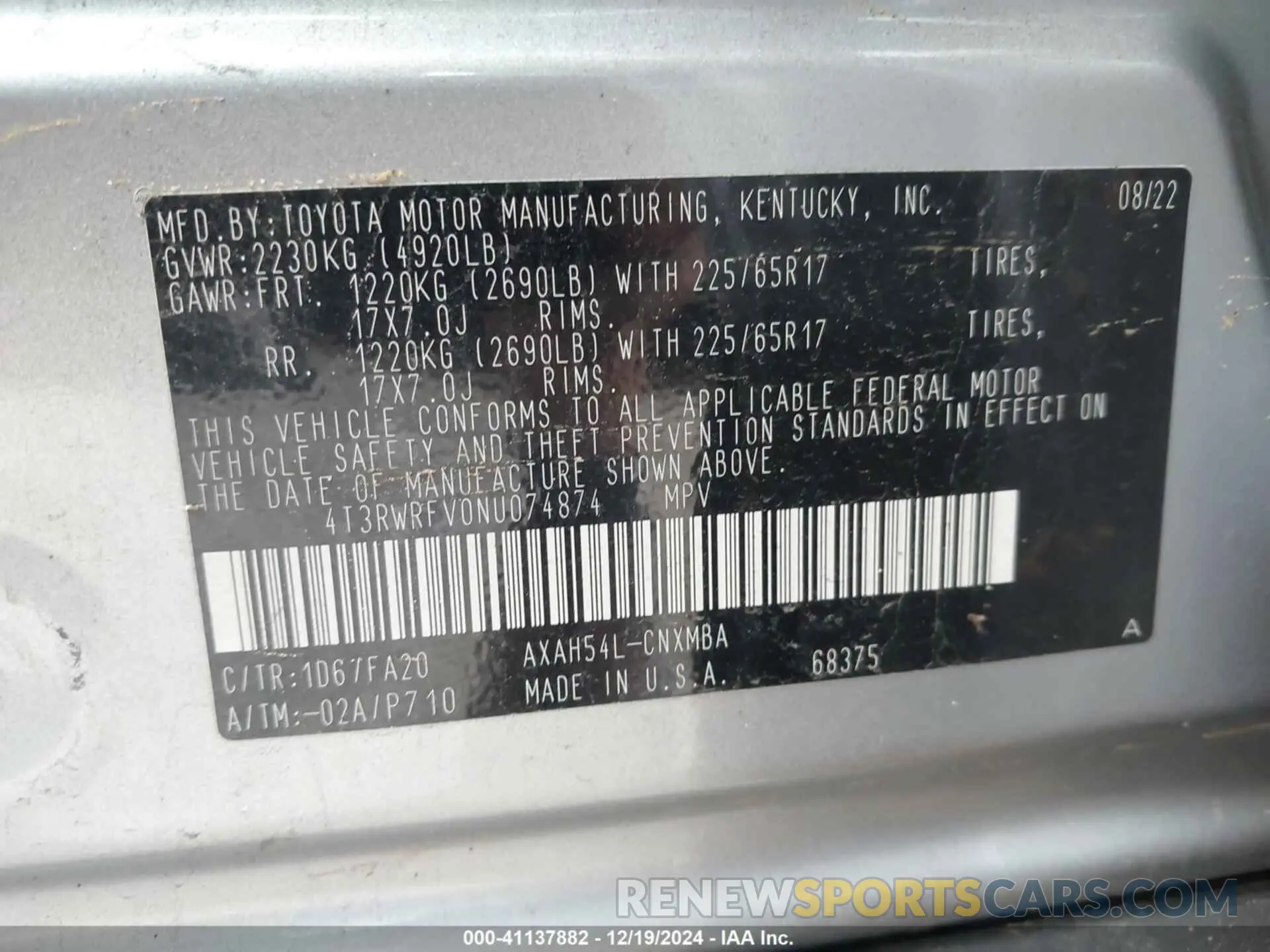 9 Фотография поврежденного автомобиля 4T3RWRFV0NU074874 TOYOTA RAV4 HYBRID 2022