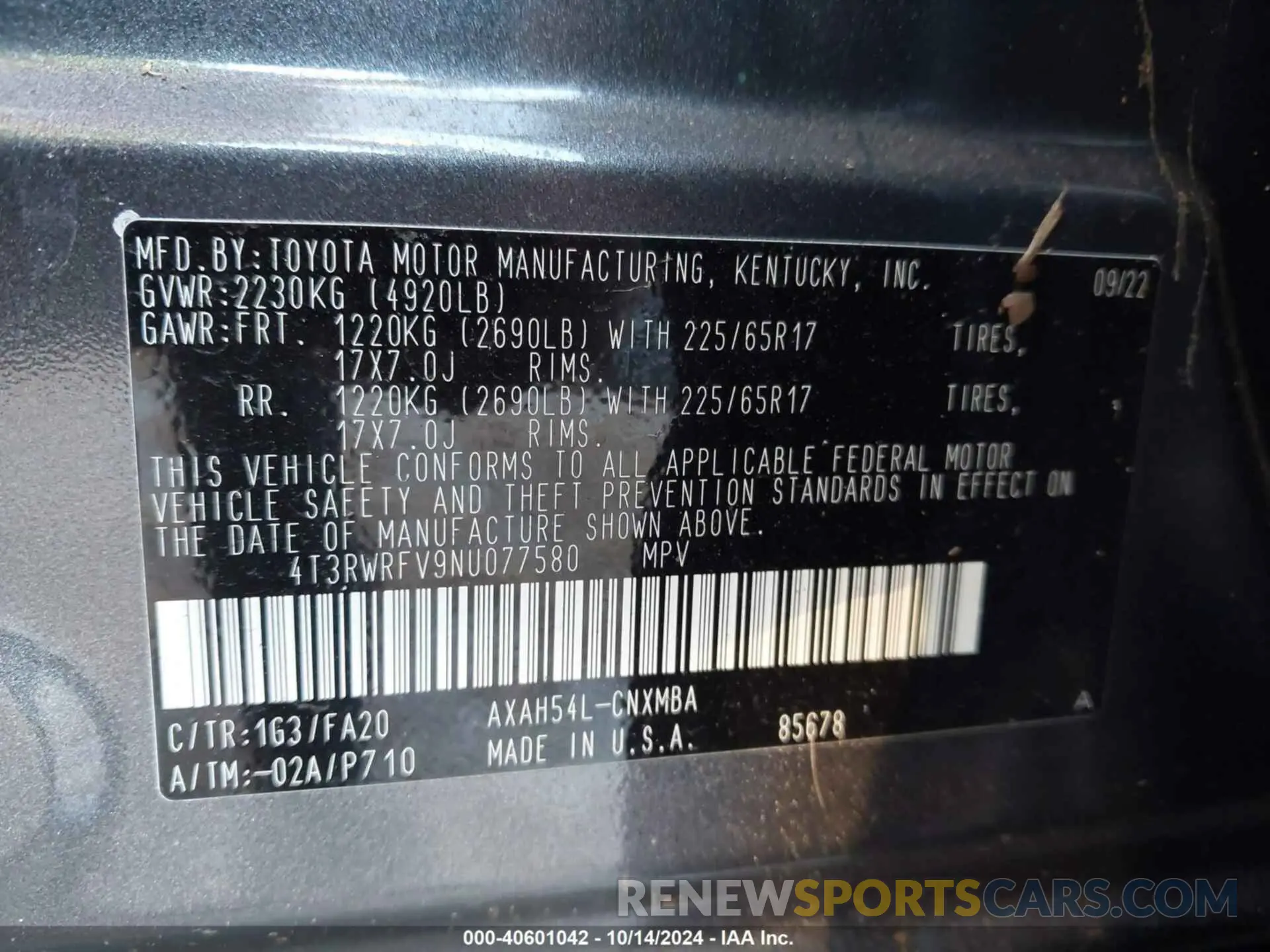 9 Photograph of a damaged car 4T3RWRFV9NU077580 TOYOTA RAV4 HYBRID 2022
