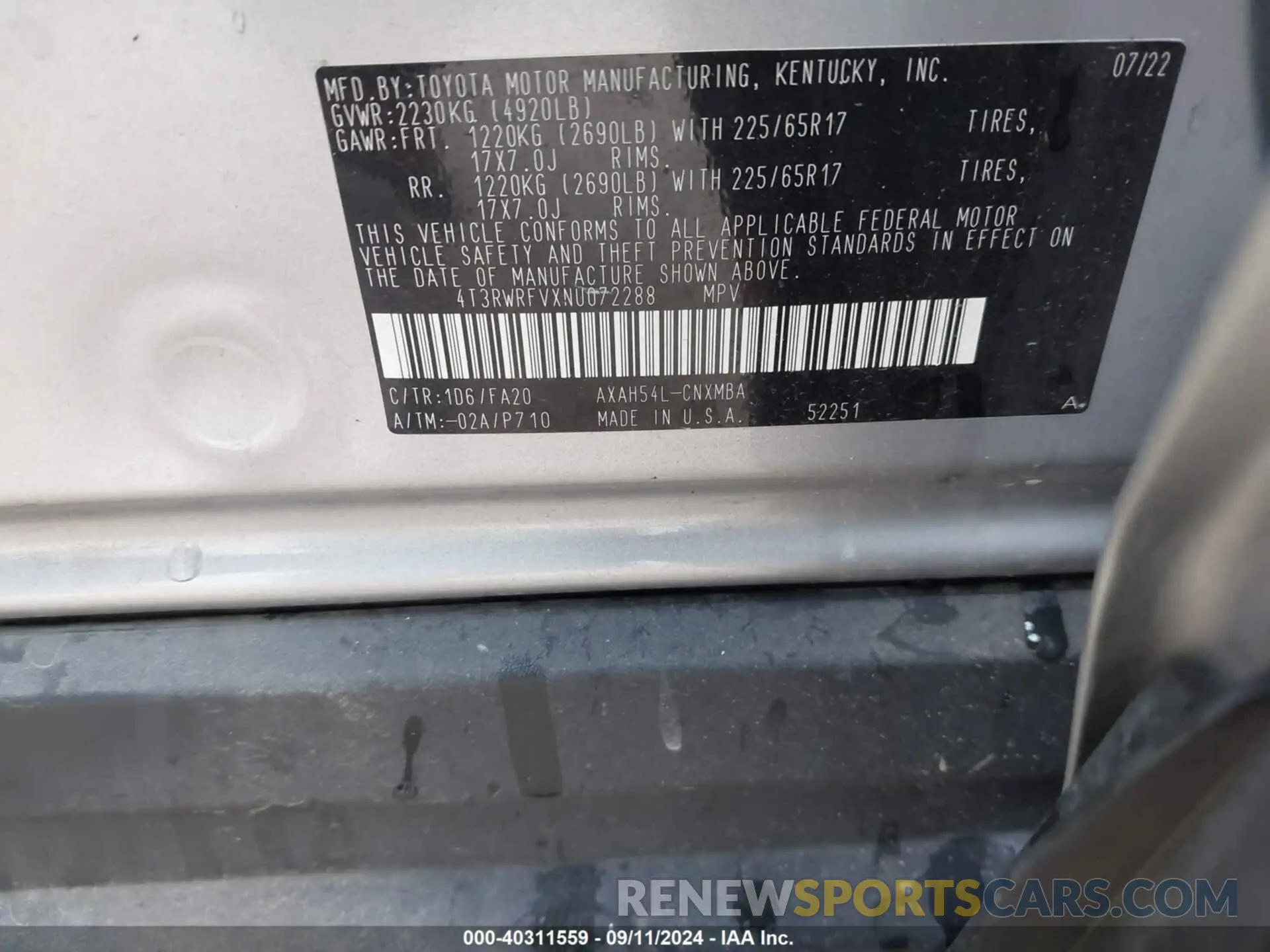 9 Photograph of a damaged car 4T3RWRFVXNU072288 TOYOTA RAV4 HYBRID 2022
