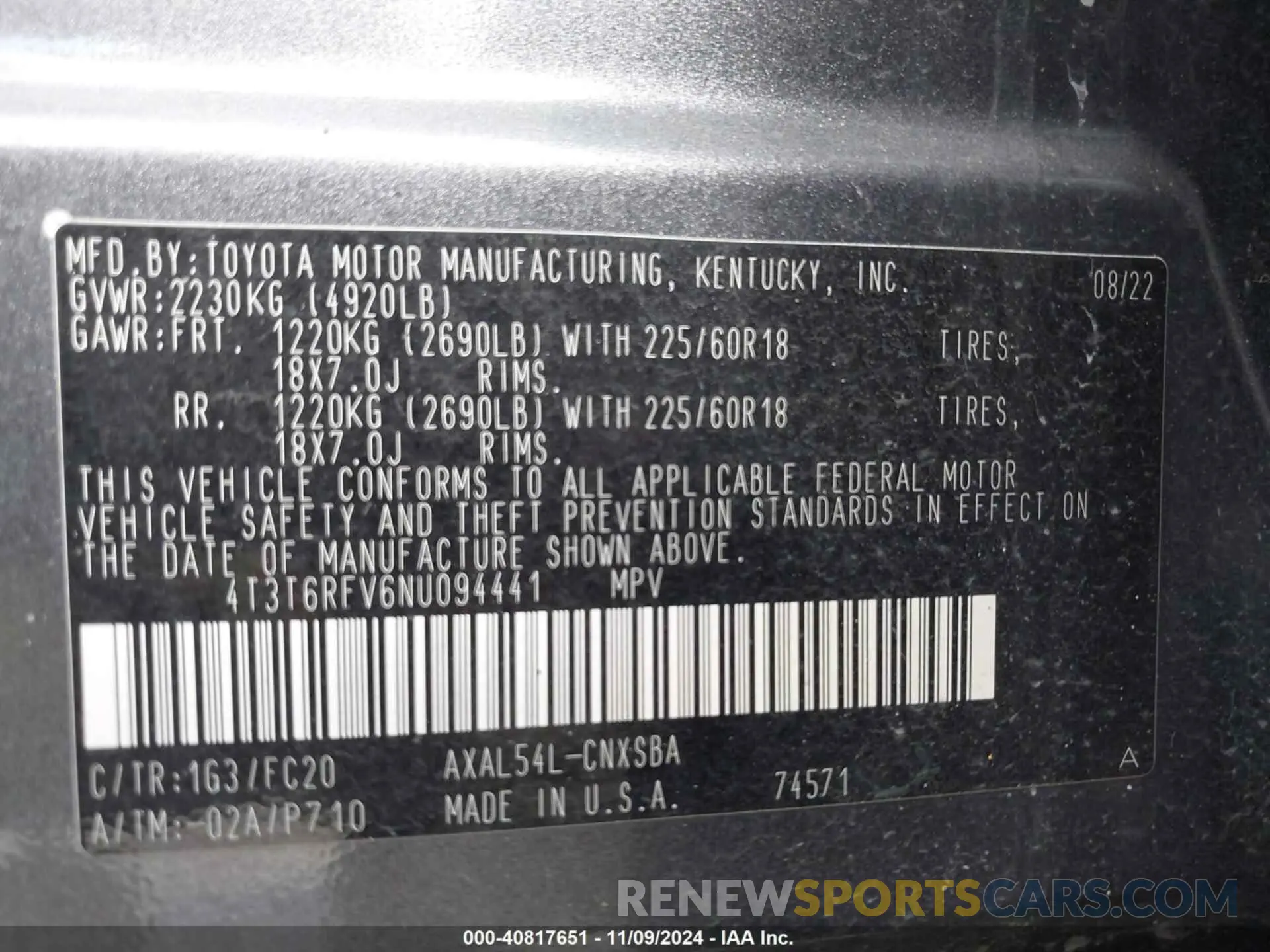 9 Photograph of a damaged car 4T3T6RFV6NU094441 TOYOTA RAV4 HYBRID 2022