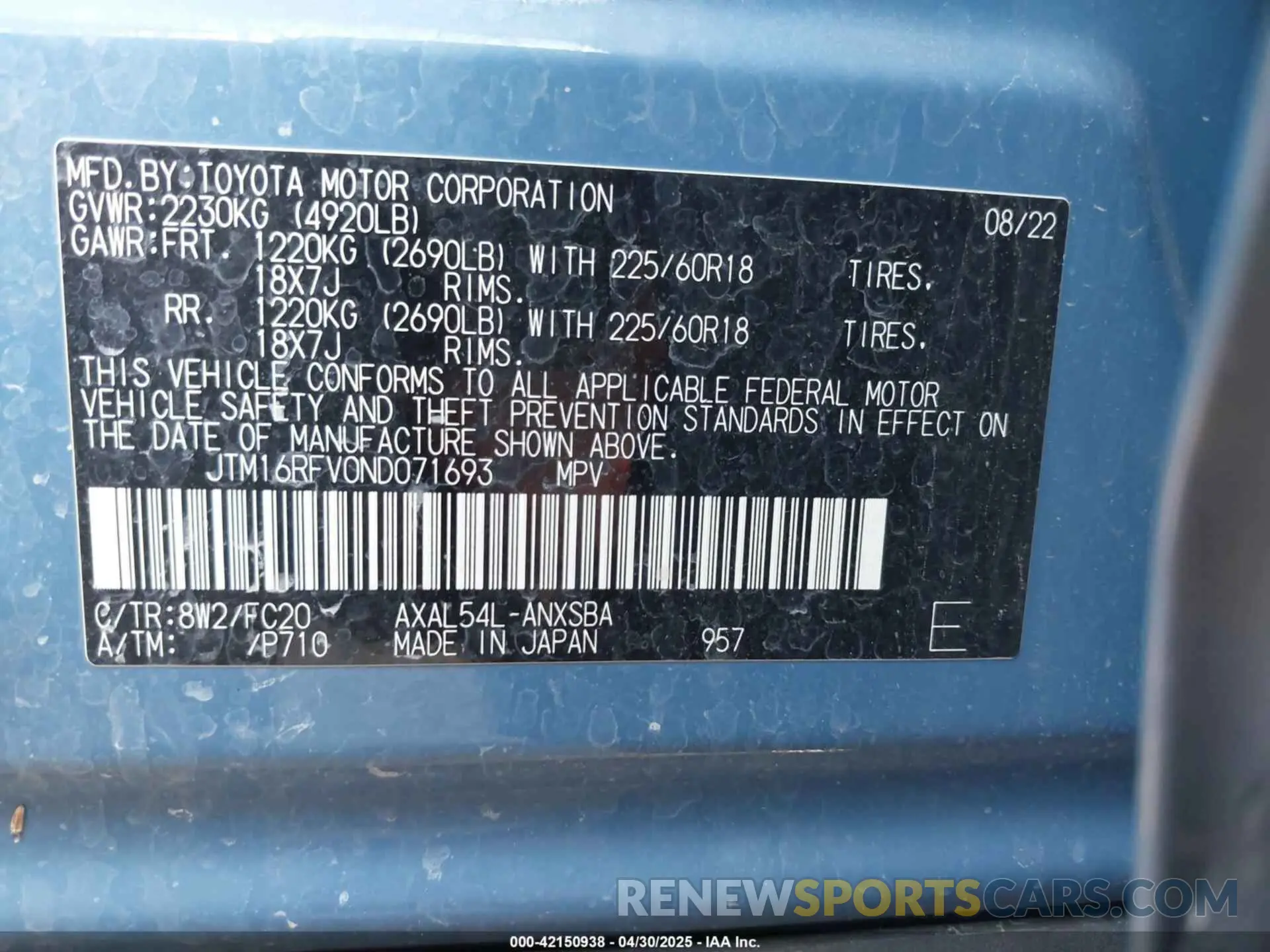 9 Фотография поврежденного автомобиля JTM16RFV0ND071693 TOYOTA RAV4 HYBRID 2022