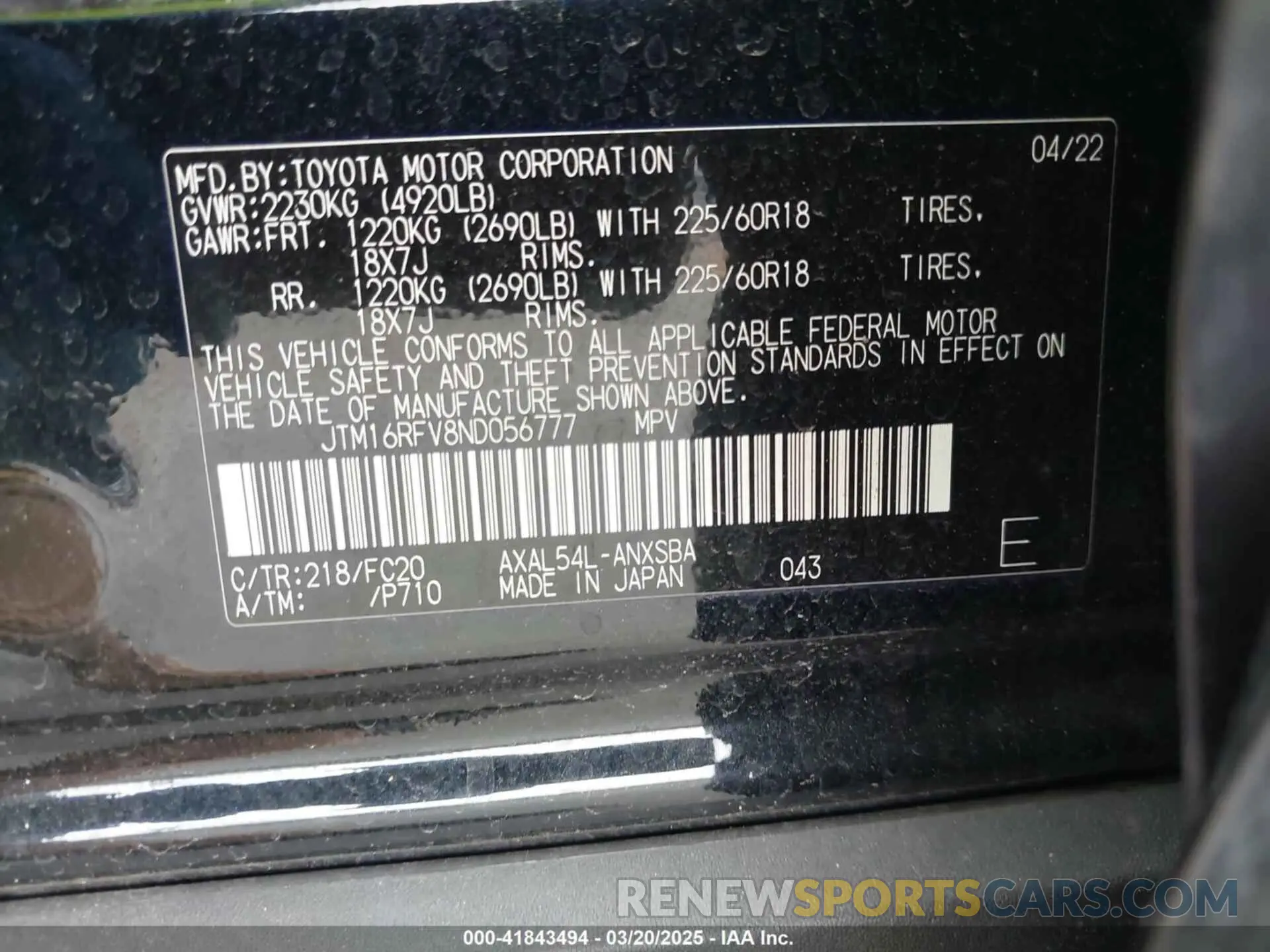 9 Фотография поврежденного автомобиля JTM16RFV8ND056777 TOYOTA RAV4 HYBRID 2022