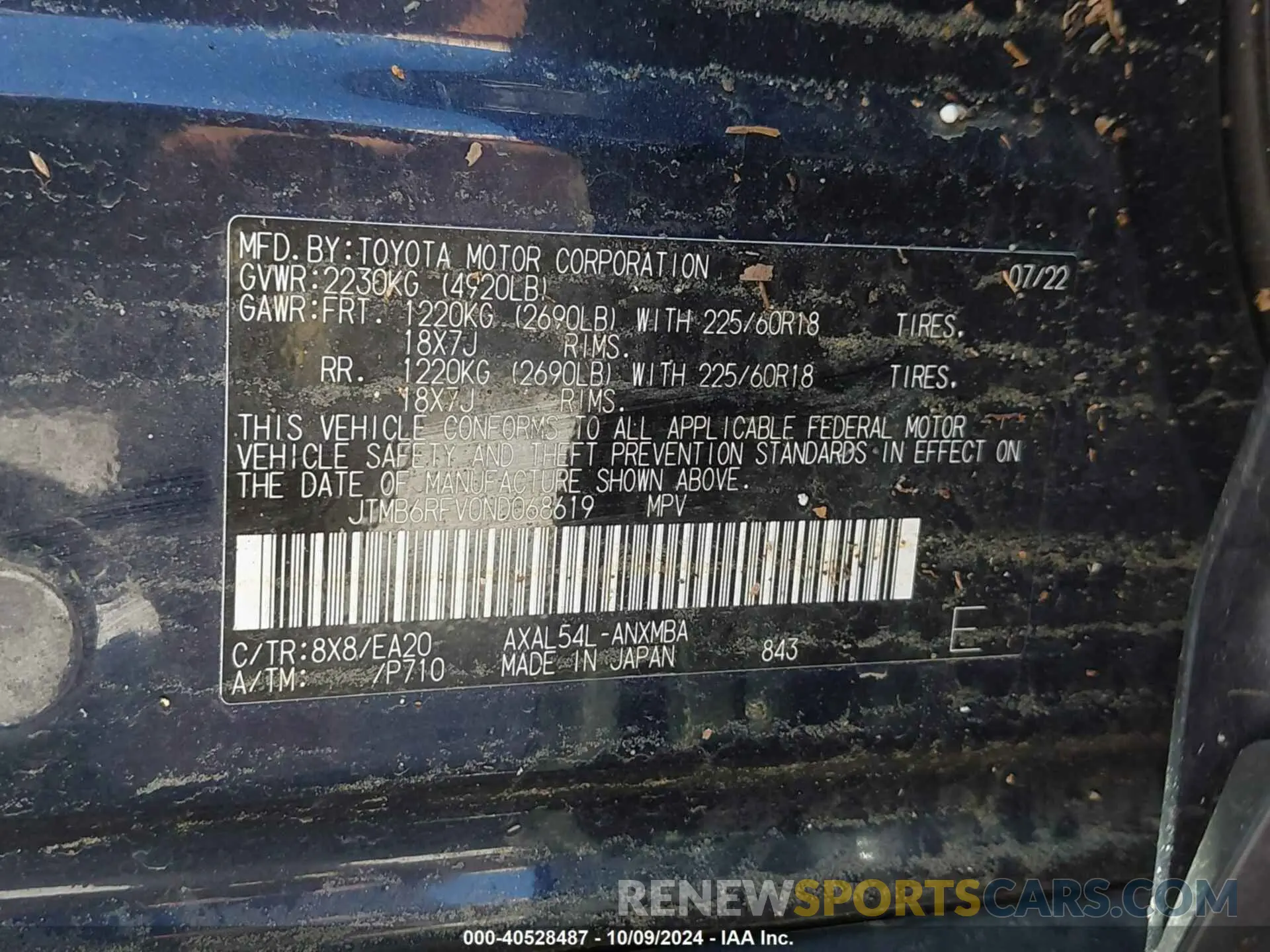 9 Фотография поврежденного автомобиля JTMB6RFV0ND068619 TOYOTA RAV4 HYBRID 2022
