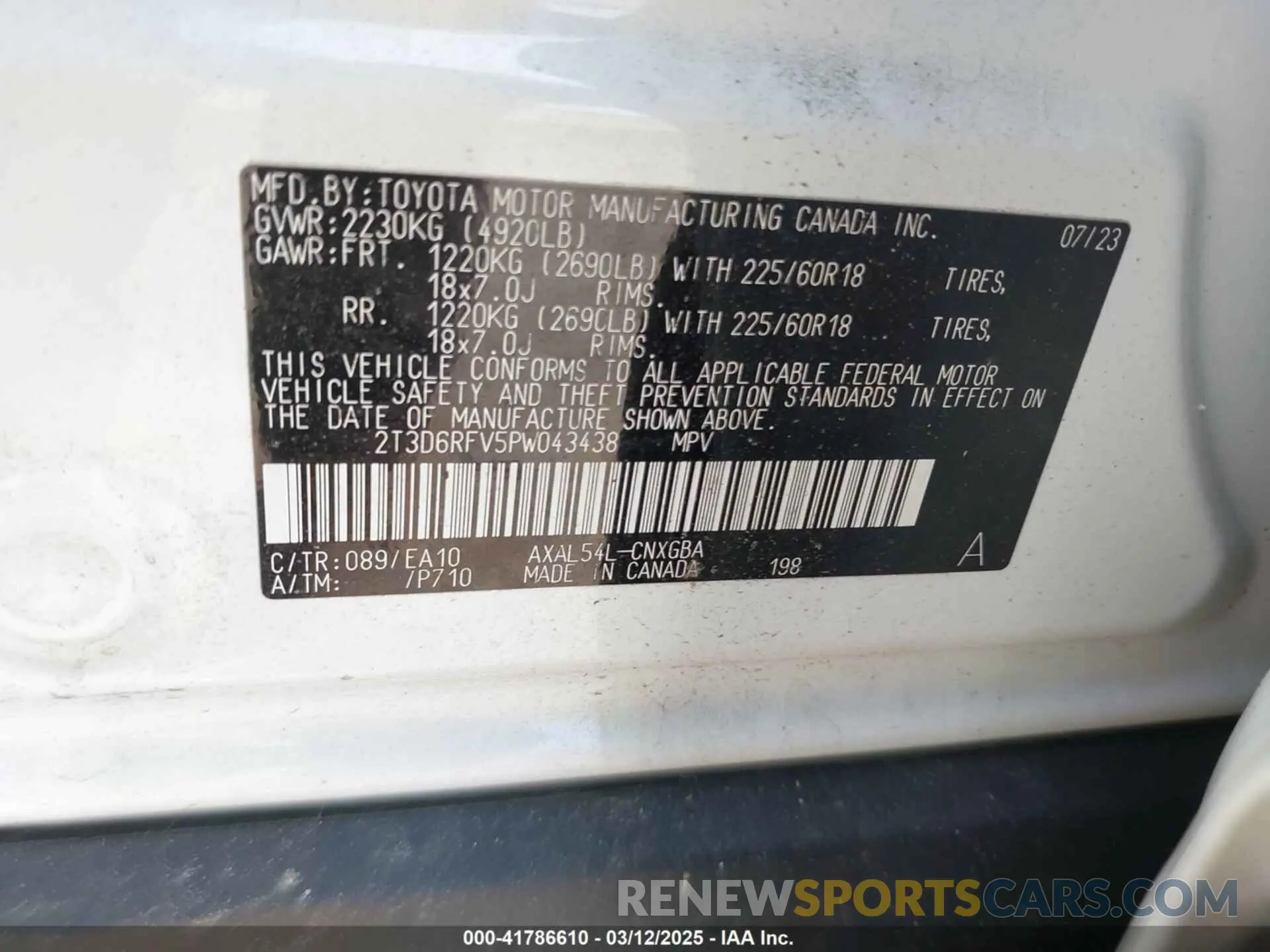 9 Photograph of a damaged car 2T3D6RFV5PW043438 TOYOTA RAV4 HYBRID 2023