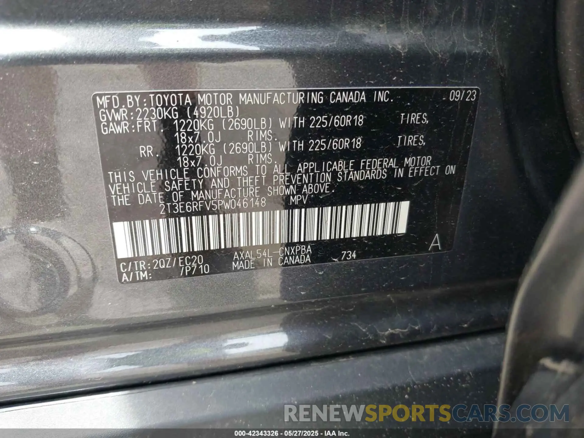 9 Фотография поврежденного автомобиля 2T3E6RFV5PW046148 TOYOTA RAV4 HYBRID 2023