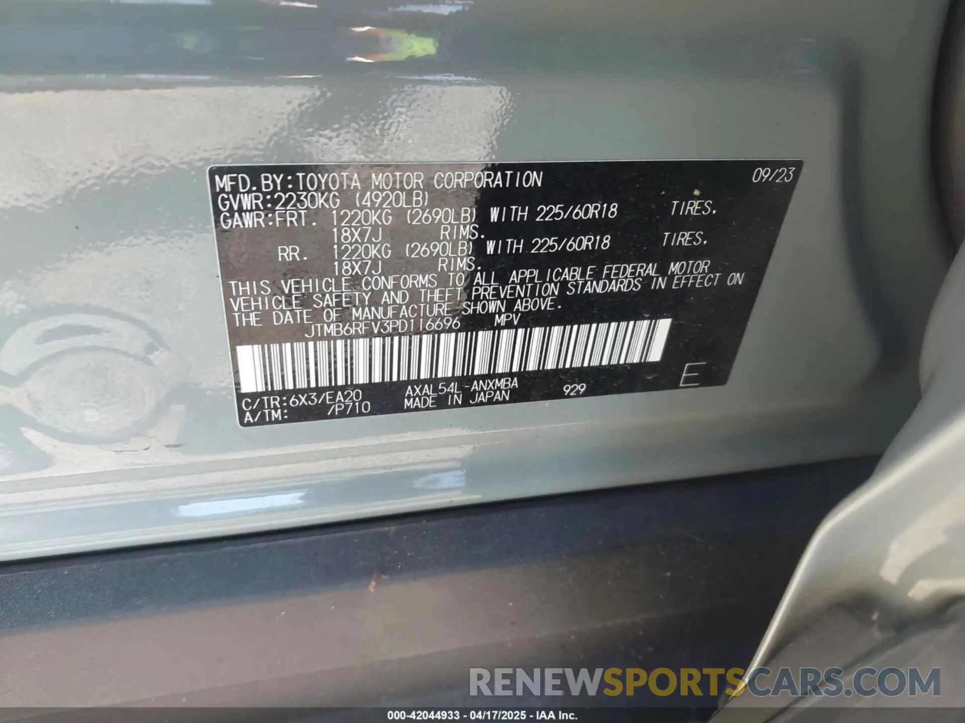 9 Фотография поврежденного автомобиля JTMB6RFV3PD116696 TOYOTA RAV4 HYBRID 2023