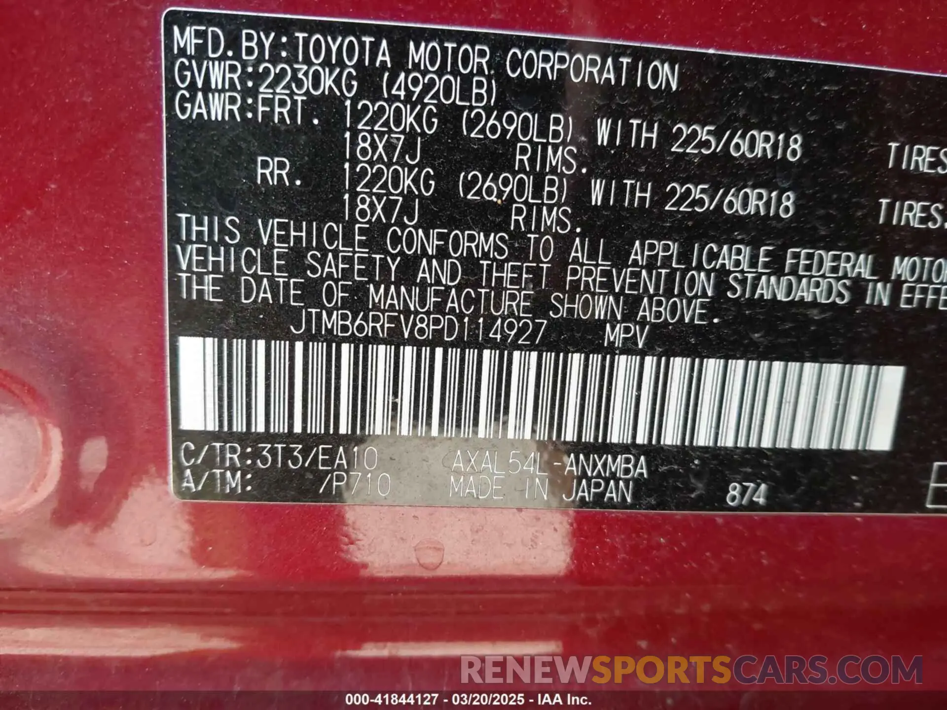 9 Photograph of a damaged car JTMB6RFV8PD114927 TOYOTA RAV4 HYBRID 2023