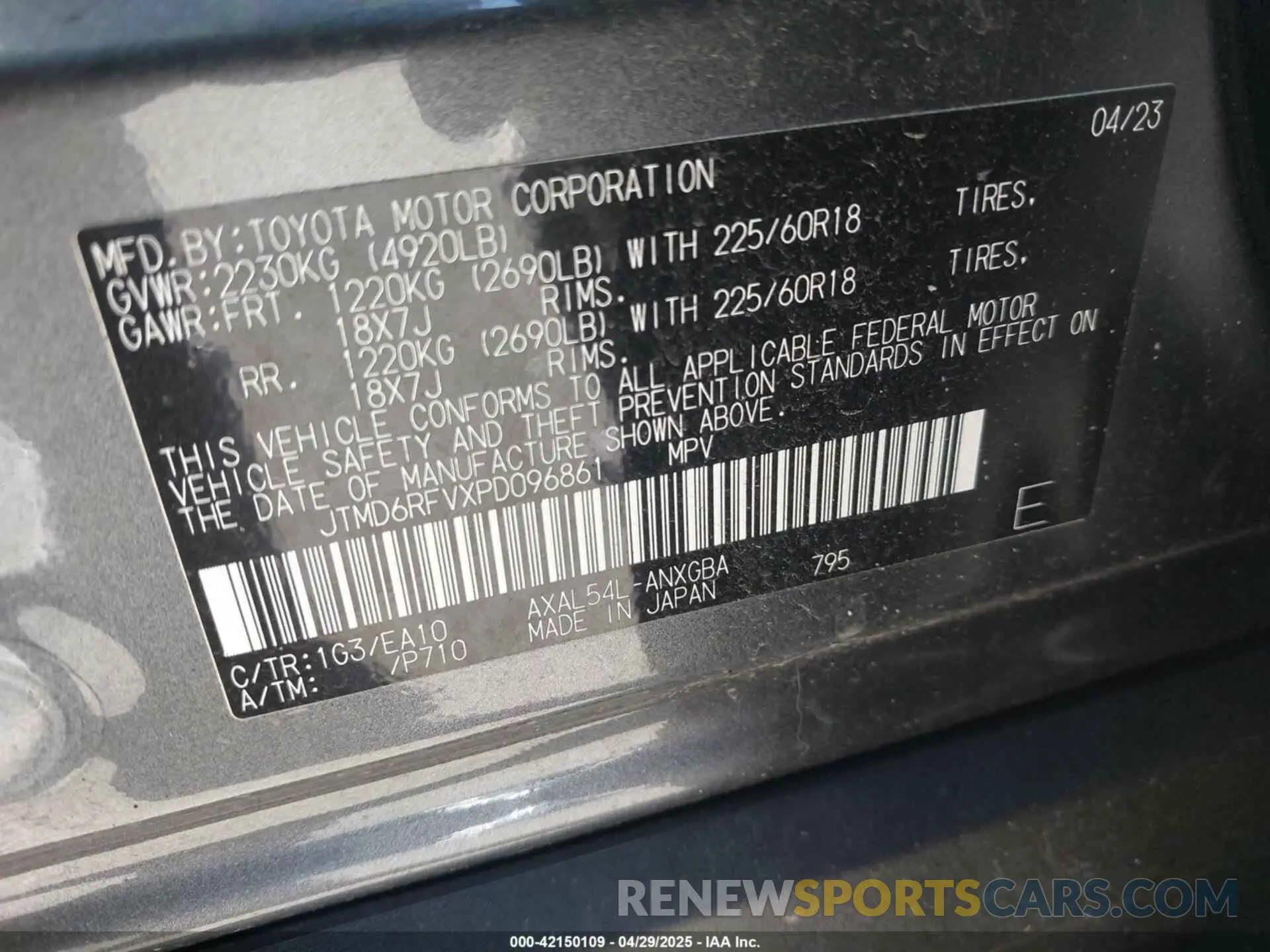 9 Фотография поврежденного автомобиля JTMD6RFVXPD096861 TOYOTA RAV4 HYBRID 2023