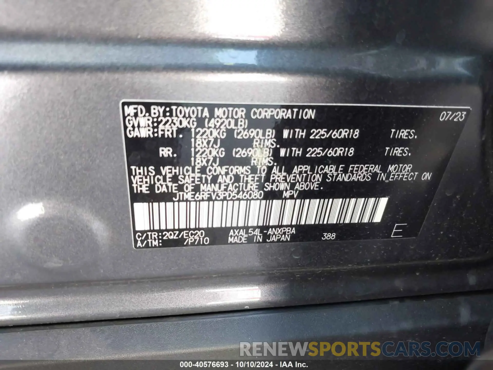 9 Фотография поврежденного автомобиля JTME6RFV3PD546080 TOYOTA RAV4 HYBRID 2023