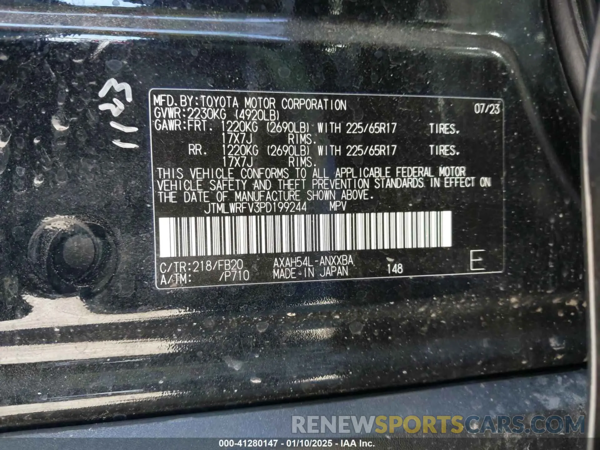 9 Фотография поврежденного автомобиля JTMLWRFV3PD199244 TOYOTA RAV4 HYBRID 2023