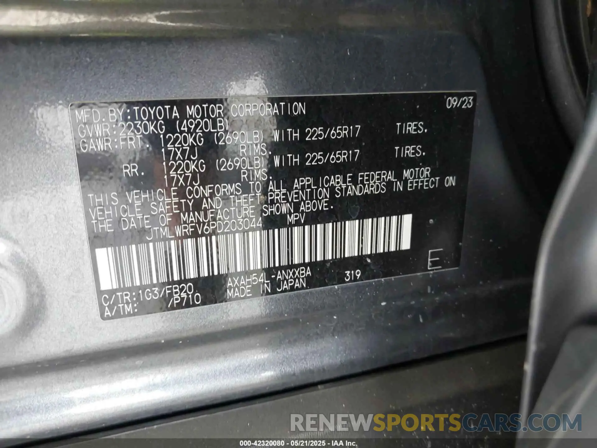 9 Фотография поврежденного автомобиля JTMLWRFV6PD203044 TOYOTA RAV4 HYBRID 2023