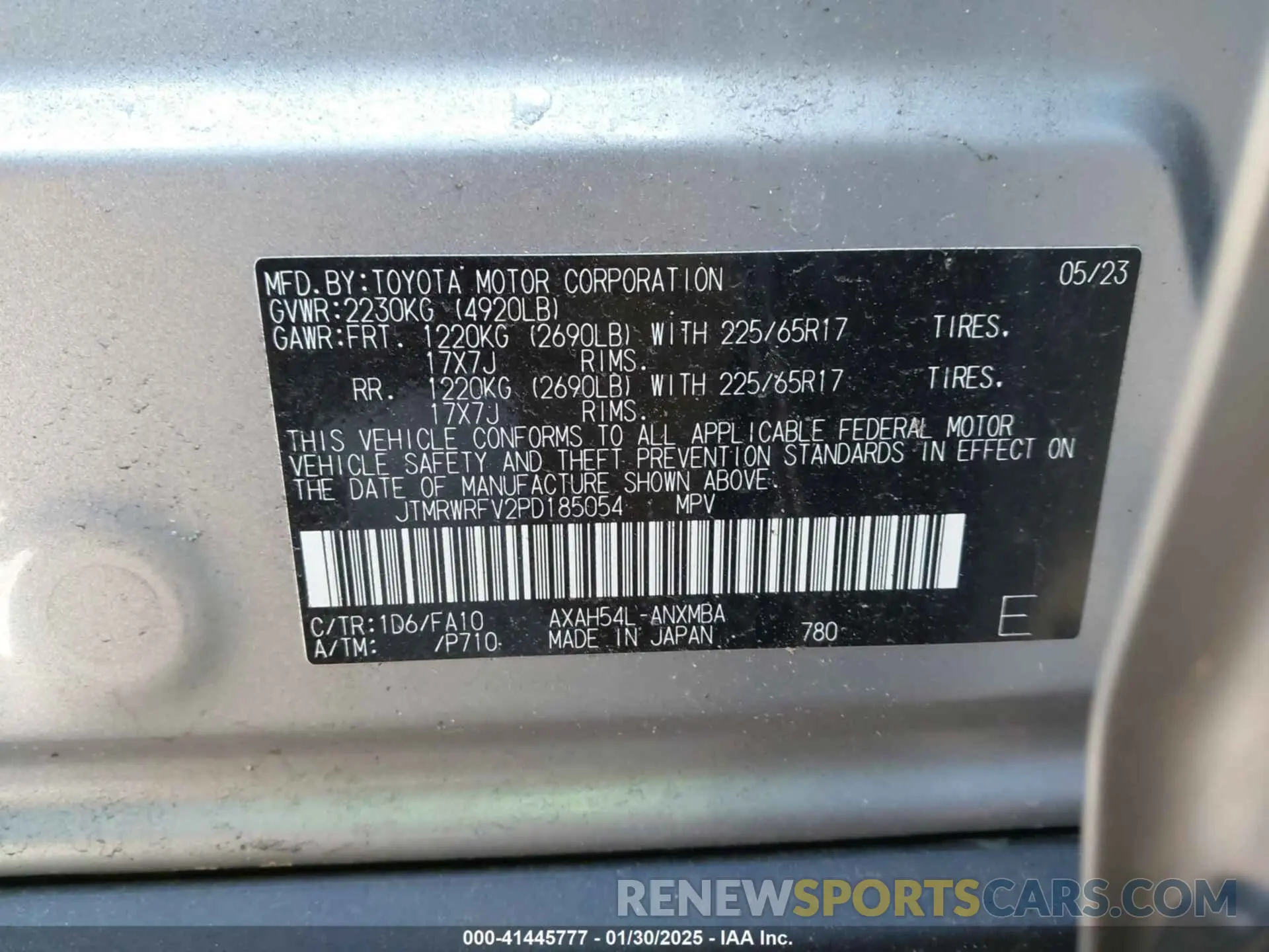 9 Фотография поврежденного автомобиля JTMRWRFV2PD185054 TOYOTA RAV4 HYBRID 2023