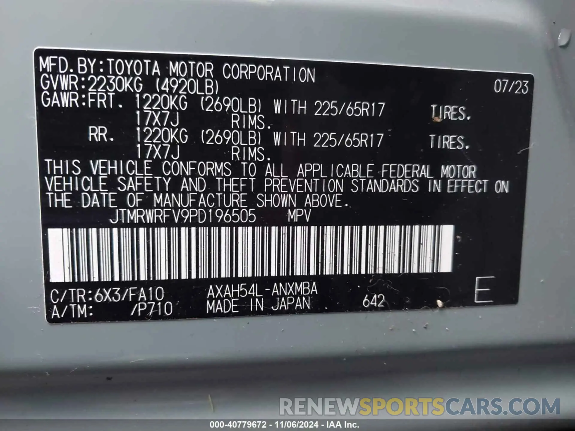 9 Photograph of a damaged car JTMRWRFV9PD196505 TOYOTA RAV4 HYBRID 2023