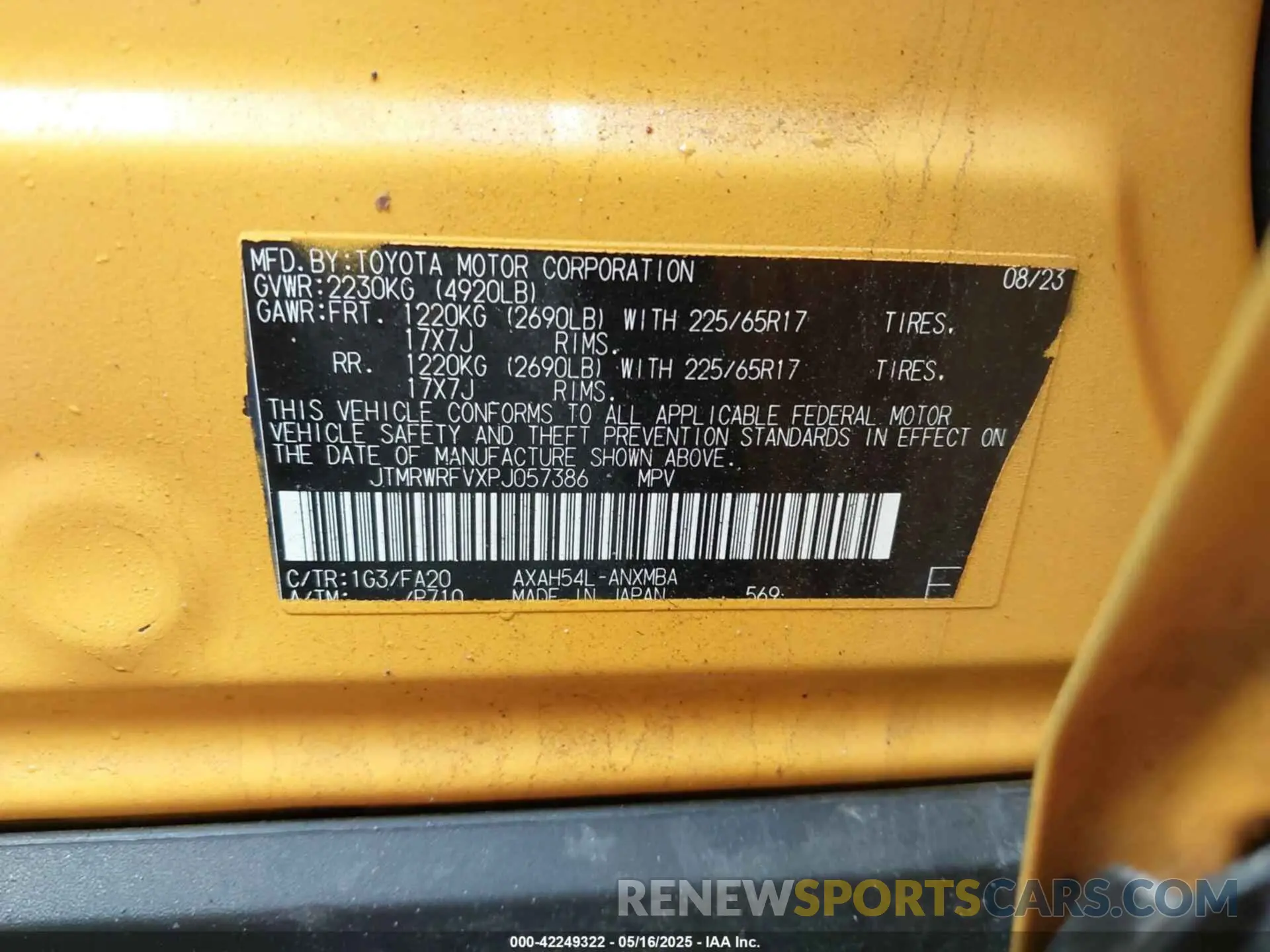 9 Photograph of a damaged car JTMRWRFVXPJ057386 TOYOTA RAV4 HYBRID 2023