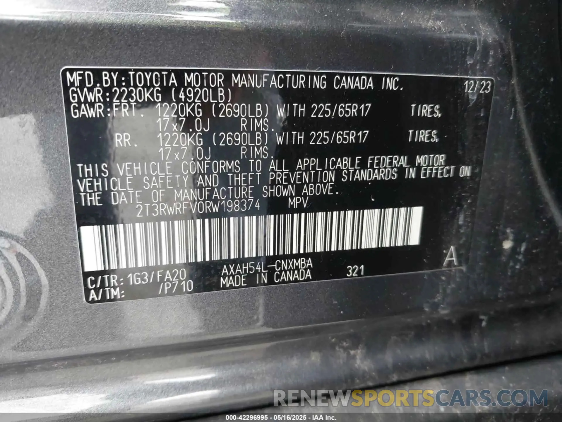 9 Фотография поврежденного автомобиля 2T3RWRFV0RW198374 TOYOTA RAV4 HYBRID 2024