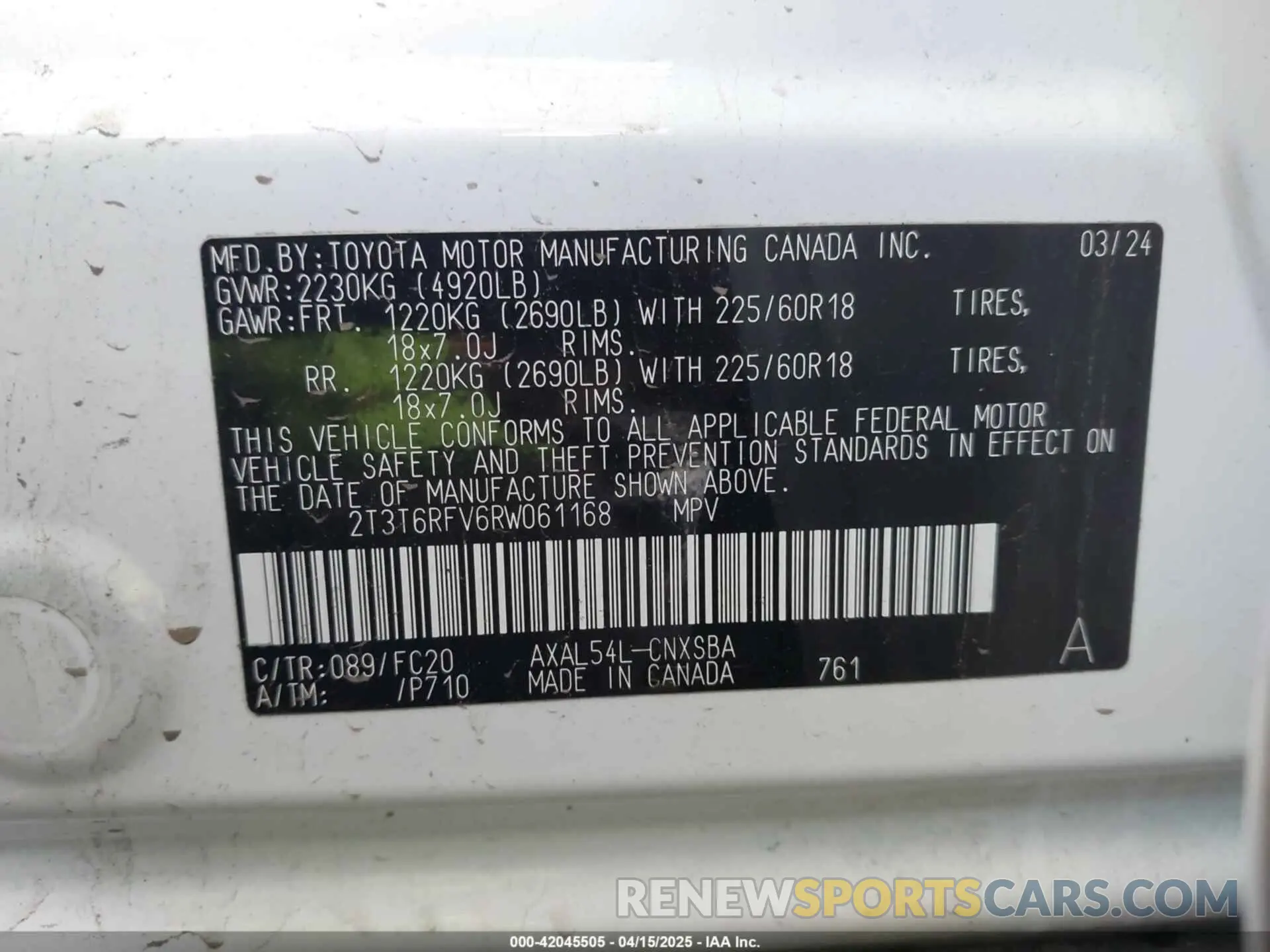 9 Фотография поврежденного автомобиля 2T3T6RFV6RW061168 TOYOTA RAV4 HYBRID 2024