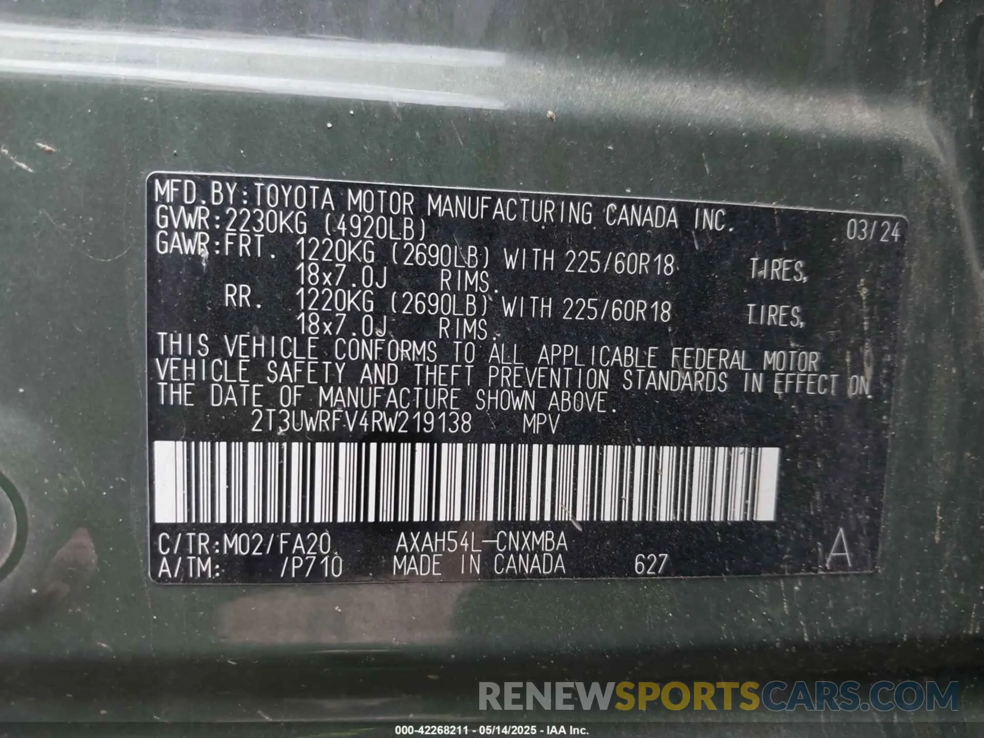 9 Фотография поврежденного автомобиля 2T3UWRFV4RW219138 TOYOTA RAV4 HYBRID 2024