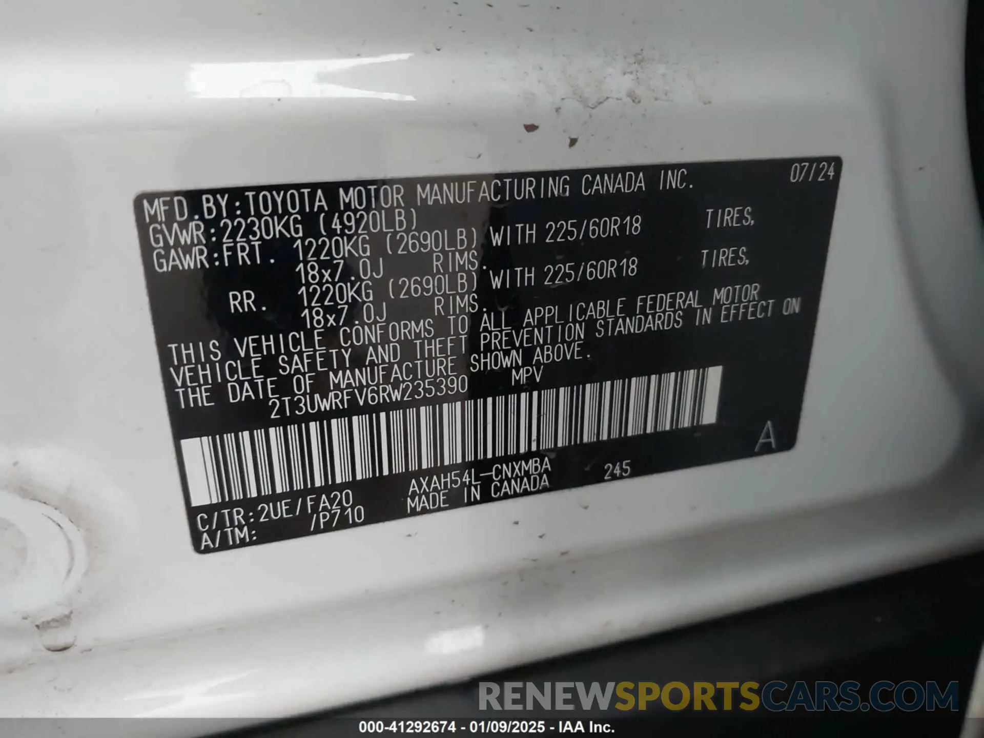 9 Photograph of a damaged car 2T3UWRFV6RW235390 TOYOTA RAV4 HYBRID 2024