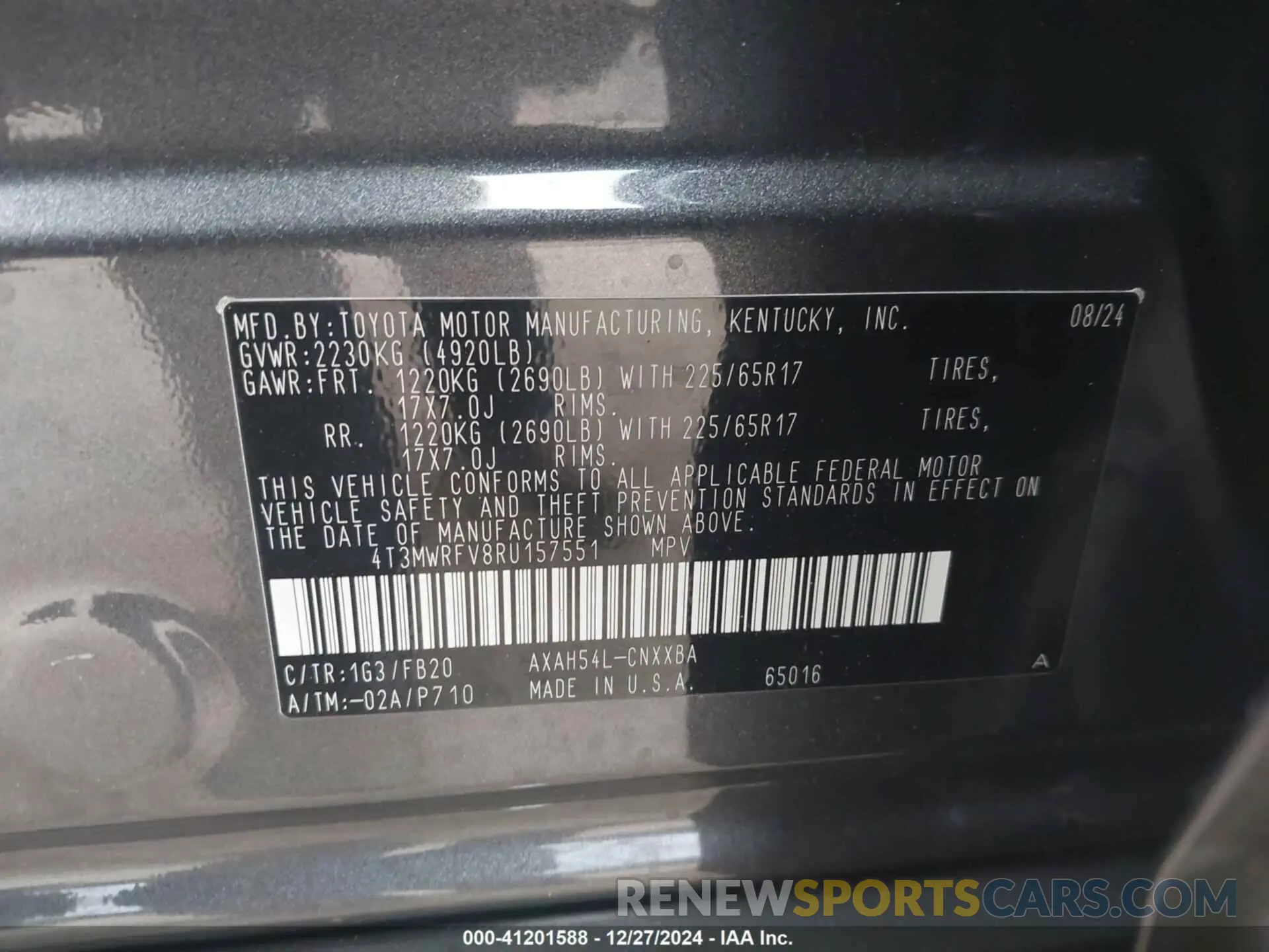 9 Photograph of a damaged car 4T3MWRFV8RU157551 TOYOTA RAV4 HYBRID 2024