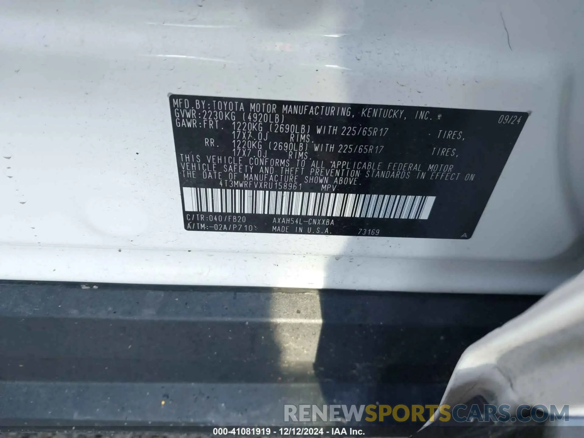 9 Photograph of a damaged car 4T3MWRFVXRU158961 TOYOTA RAV4 HYBRID 2024