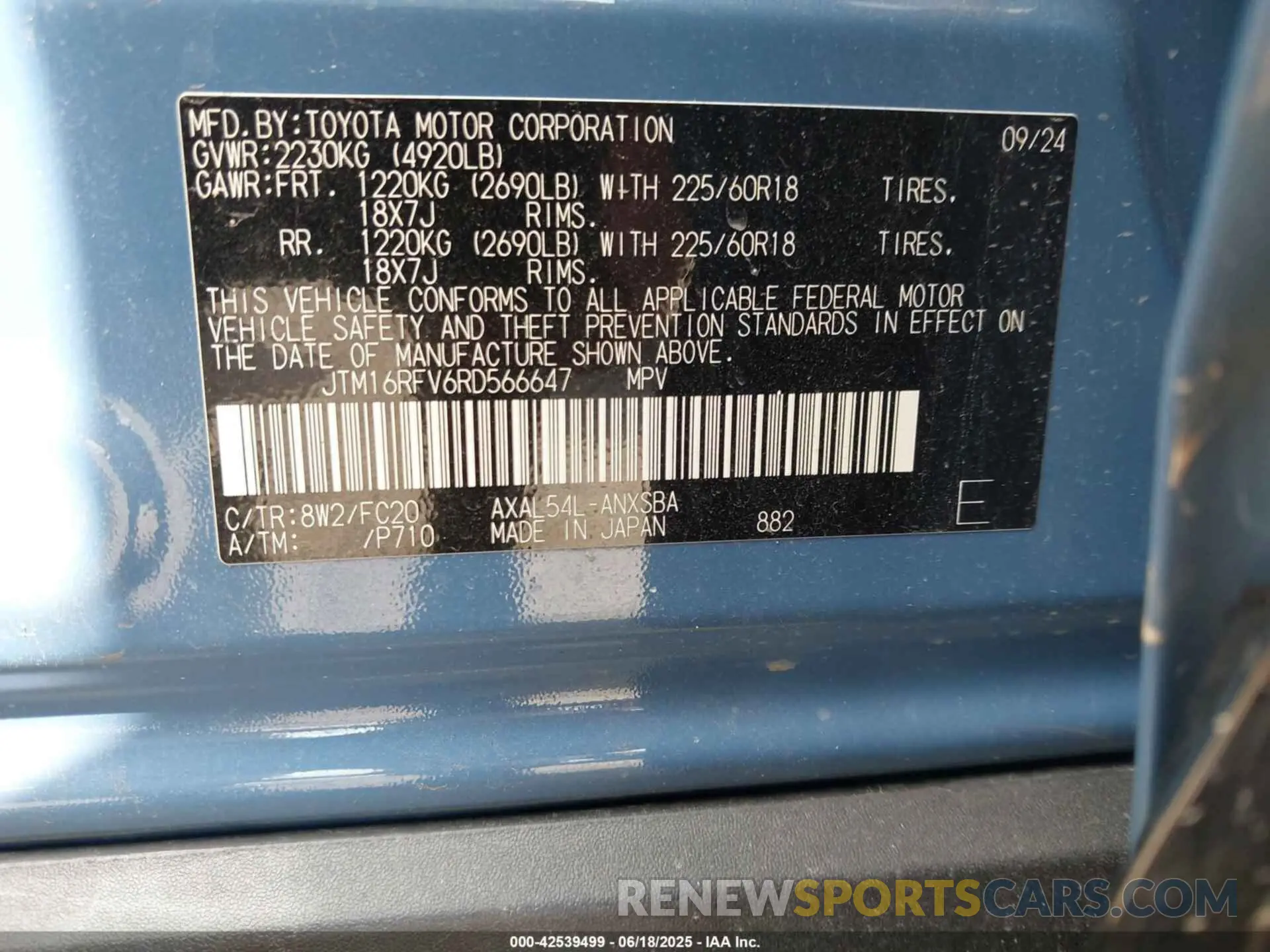 9 Фотография поврежденного автомобиля JTM16RFV6RD566647 TOYOTA RAV4 HYBRID 2024