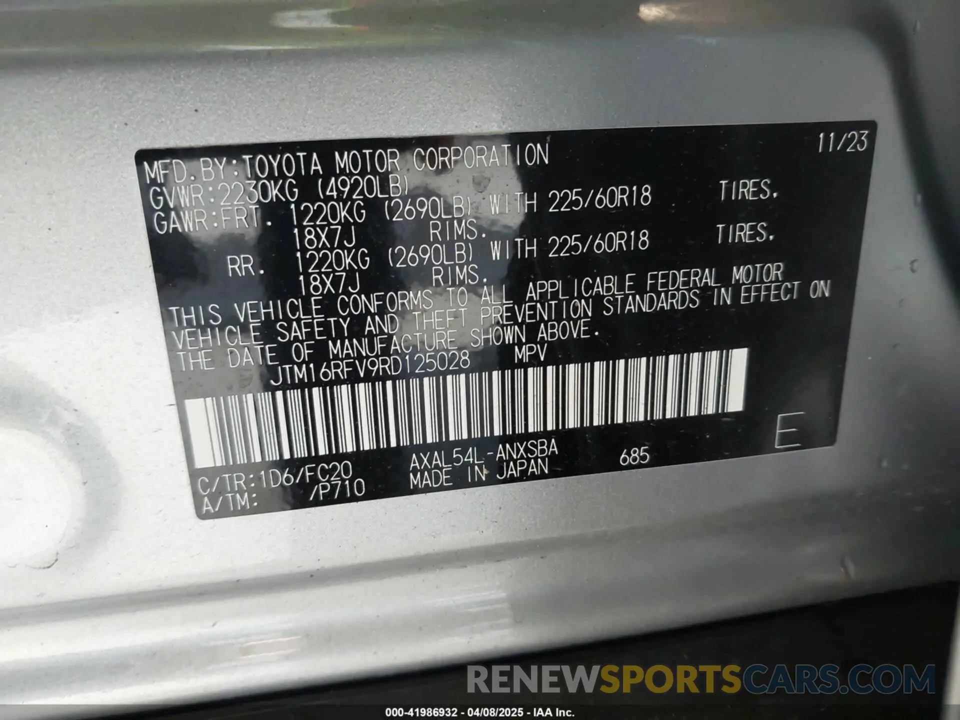 9 Фотография поврежденного автомобиля JTM16RFV9RD125028 TOYOTA RAV4 HYBRID 2024