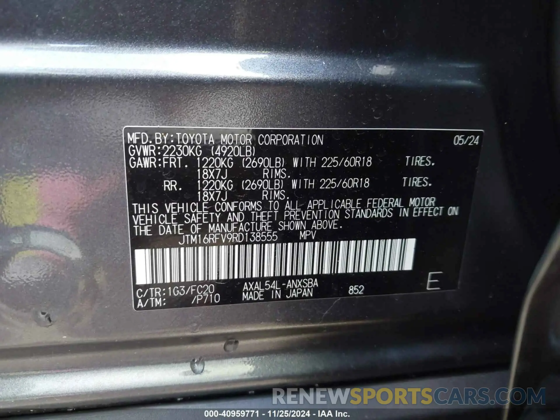 9 Photograph of a damaged car JTM16RFV9RD138555 TOYOTA RAV4 HYBRID 2024