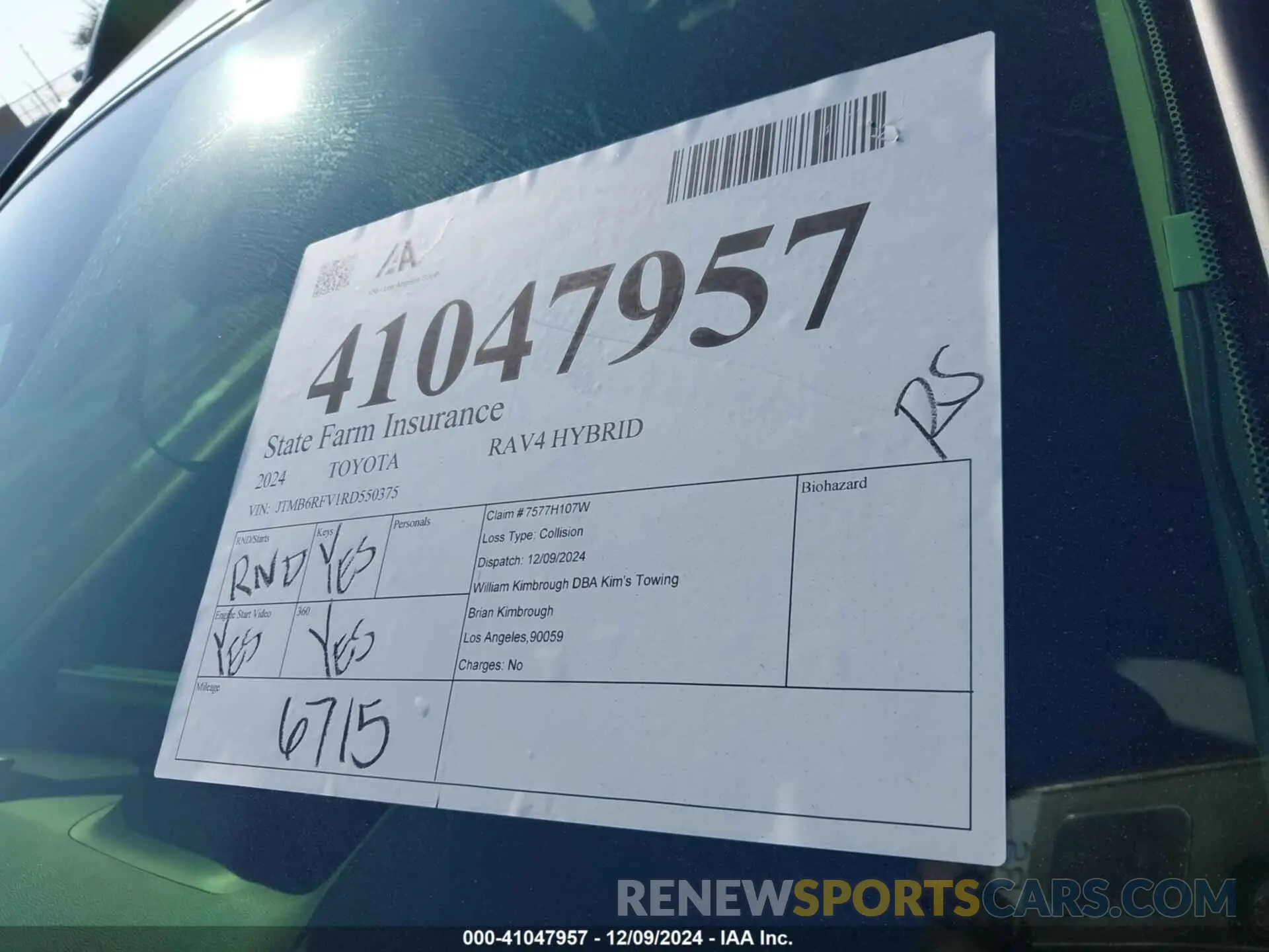 17 Фотография поврежденного автомобиля JTMB6RFV1RD550375 TOYOTA RAV4 HYBRID 2024