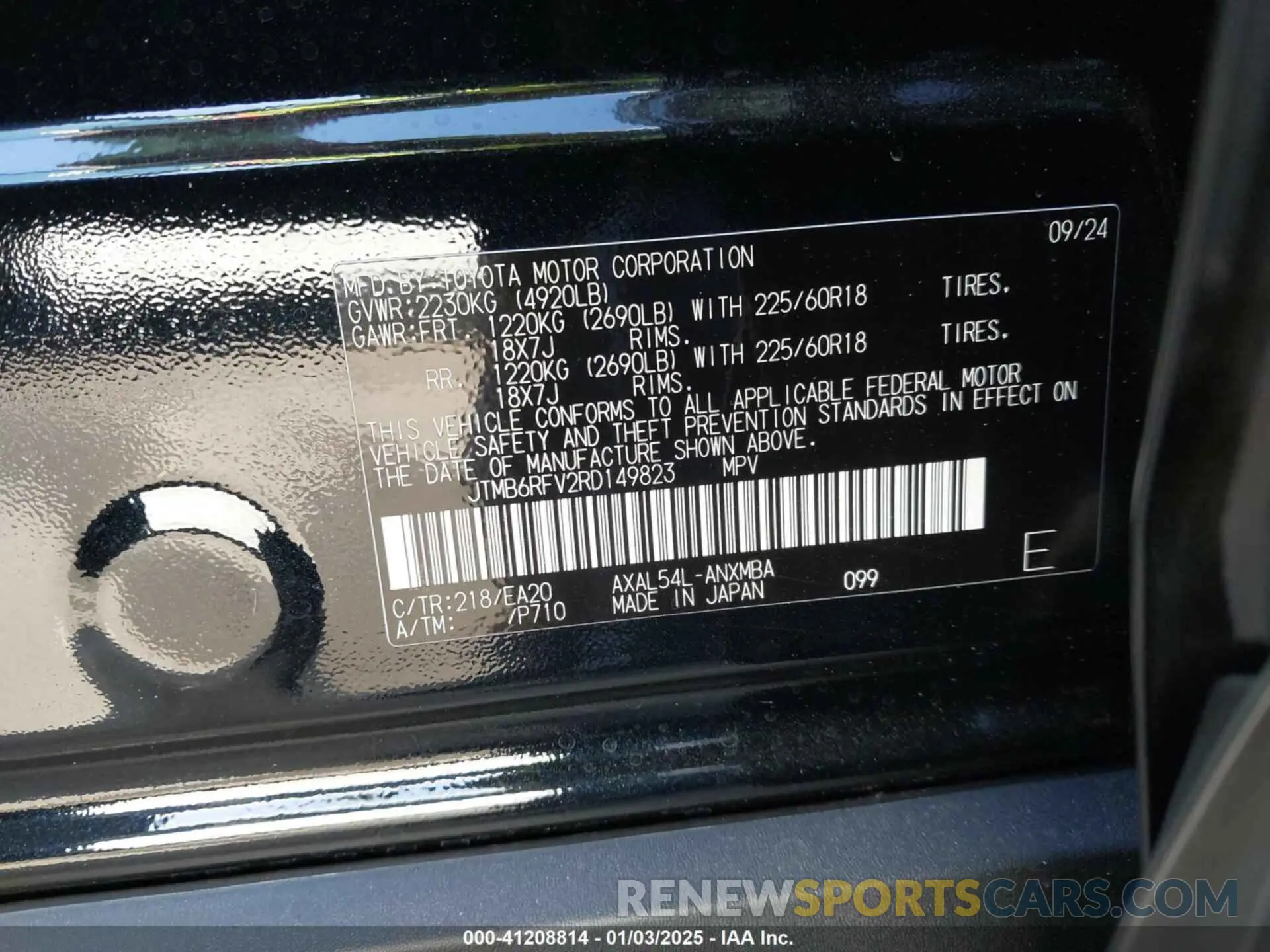 9 Photograph of a damaged car JTMB6RFV2RD149823 TOYOTA RAV4 HYBRID 2024