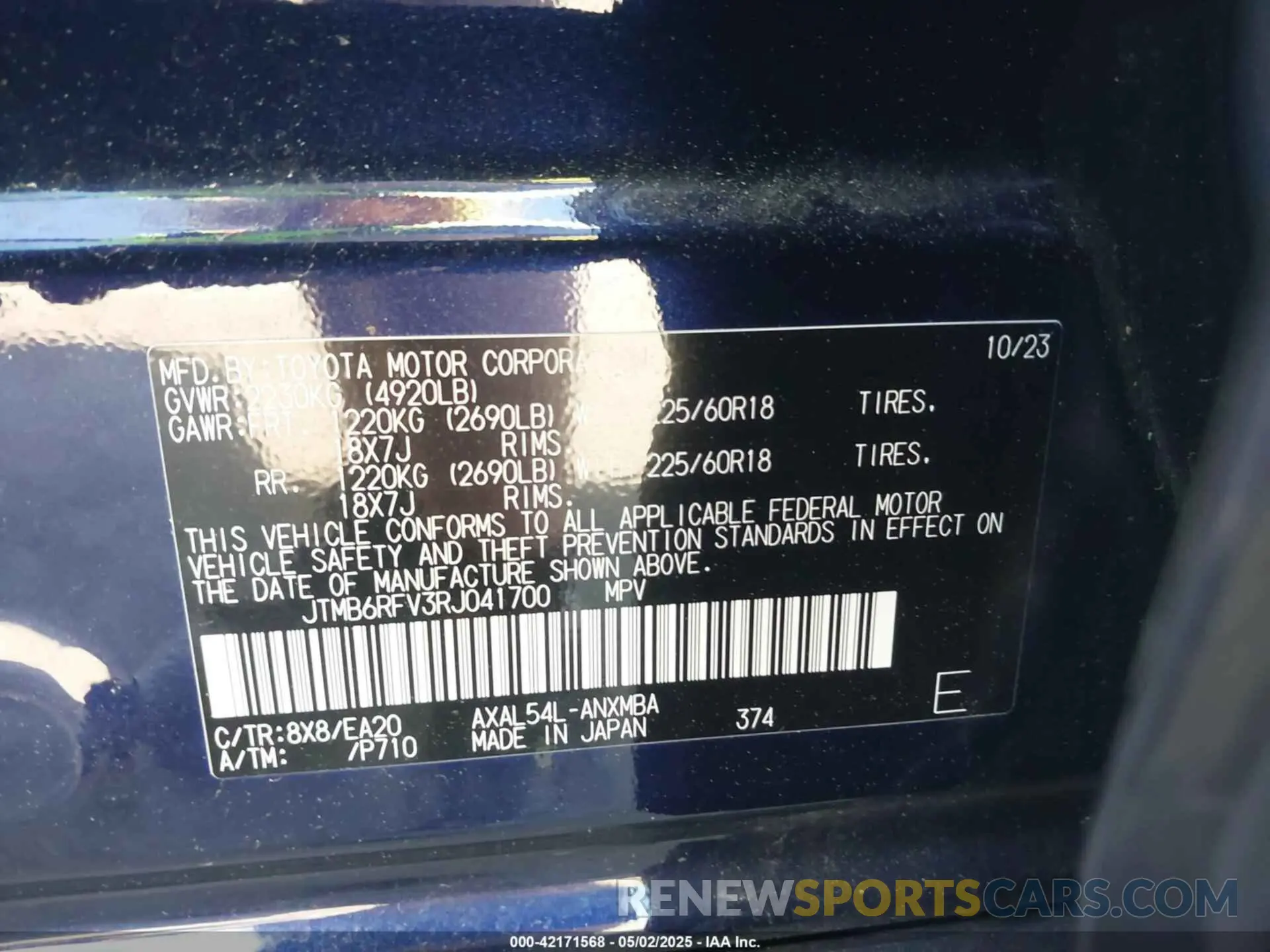 9 Фотография поврежденного автомобиля JTMB6RFV3RJ041700 TOYOTA RAV4 HYBRID 2024
