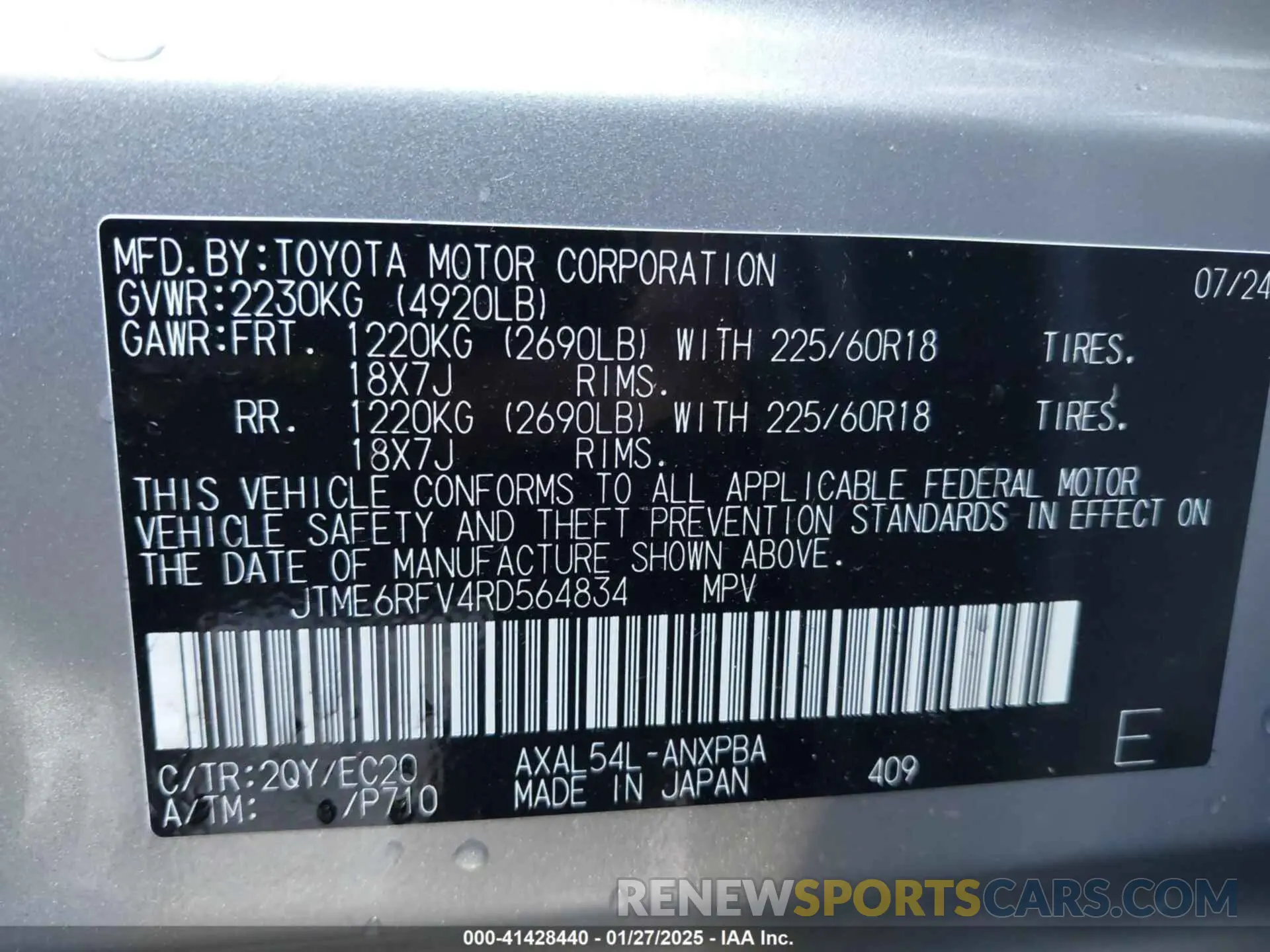 9 Фотография поврежденного автомобиля JTME6RFV4RD564834 TOYOTA RAV4 HYBRID 2024