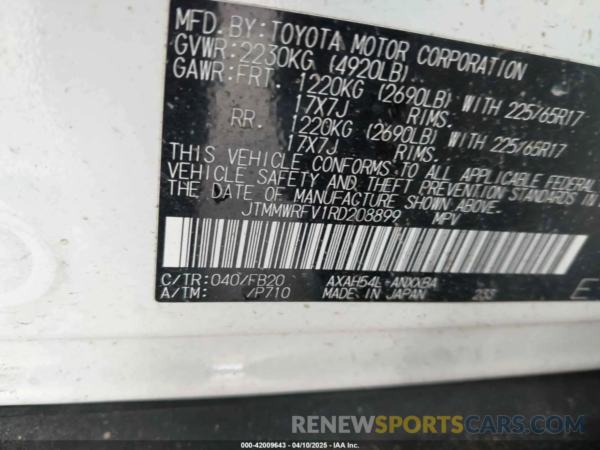 9 Photograph of a damaged car JTMMWRFV1RD208899 TOYOTA RAV4 HYBRID 2024