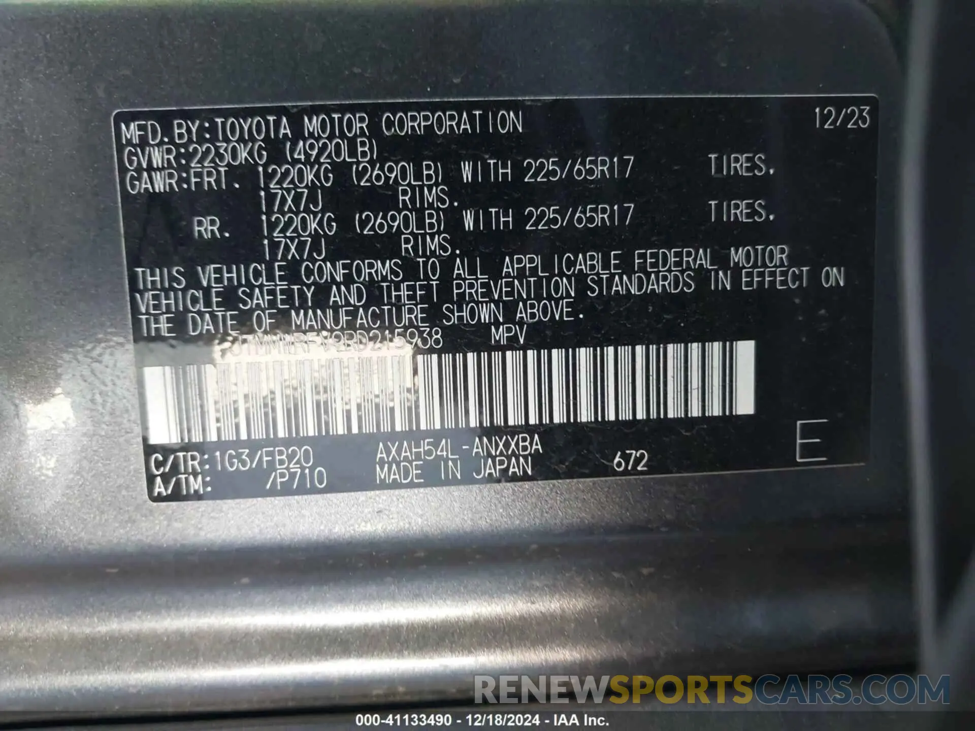 9 Фотография поврежденного автомобиля JTMMWRFV9RD215938 TOYOTA RAV4 HYBRID 2024