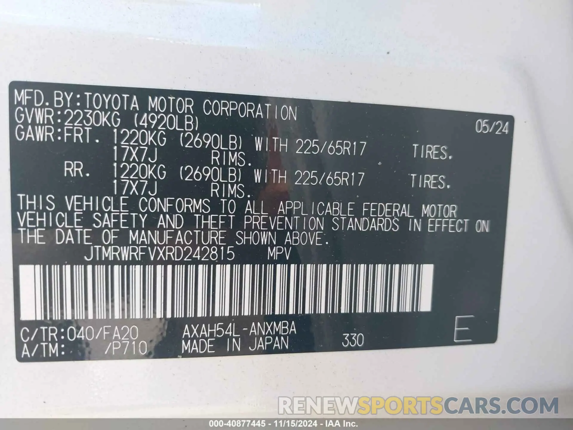 9 Photograph of a damaged car JTMRWRFVXRD242815 TOYOTA RAV4 HYBRID 2024
