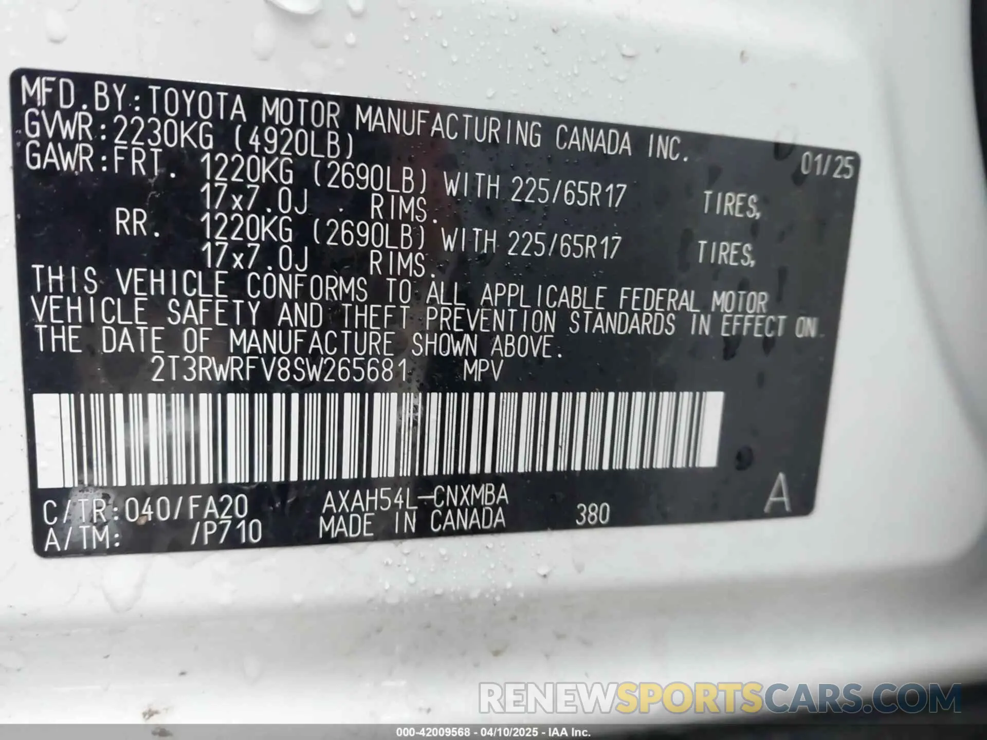 9 Photograph of a damaged car 2T3RWRFV8SW265681 TOYOTA RAV4 HYBRID 2025